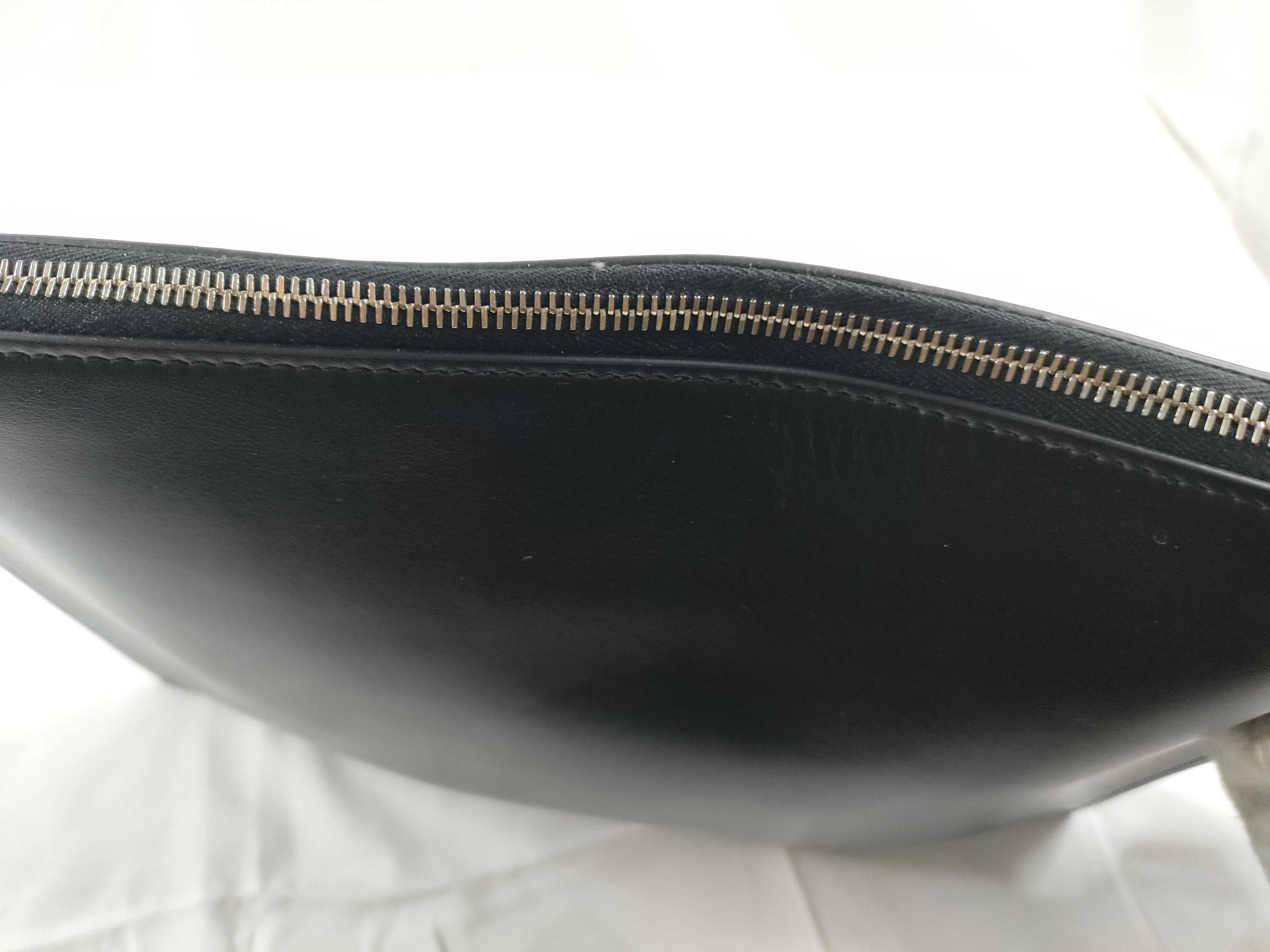 Christian Dior Daily Script Black Leather Zip Pouch