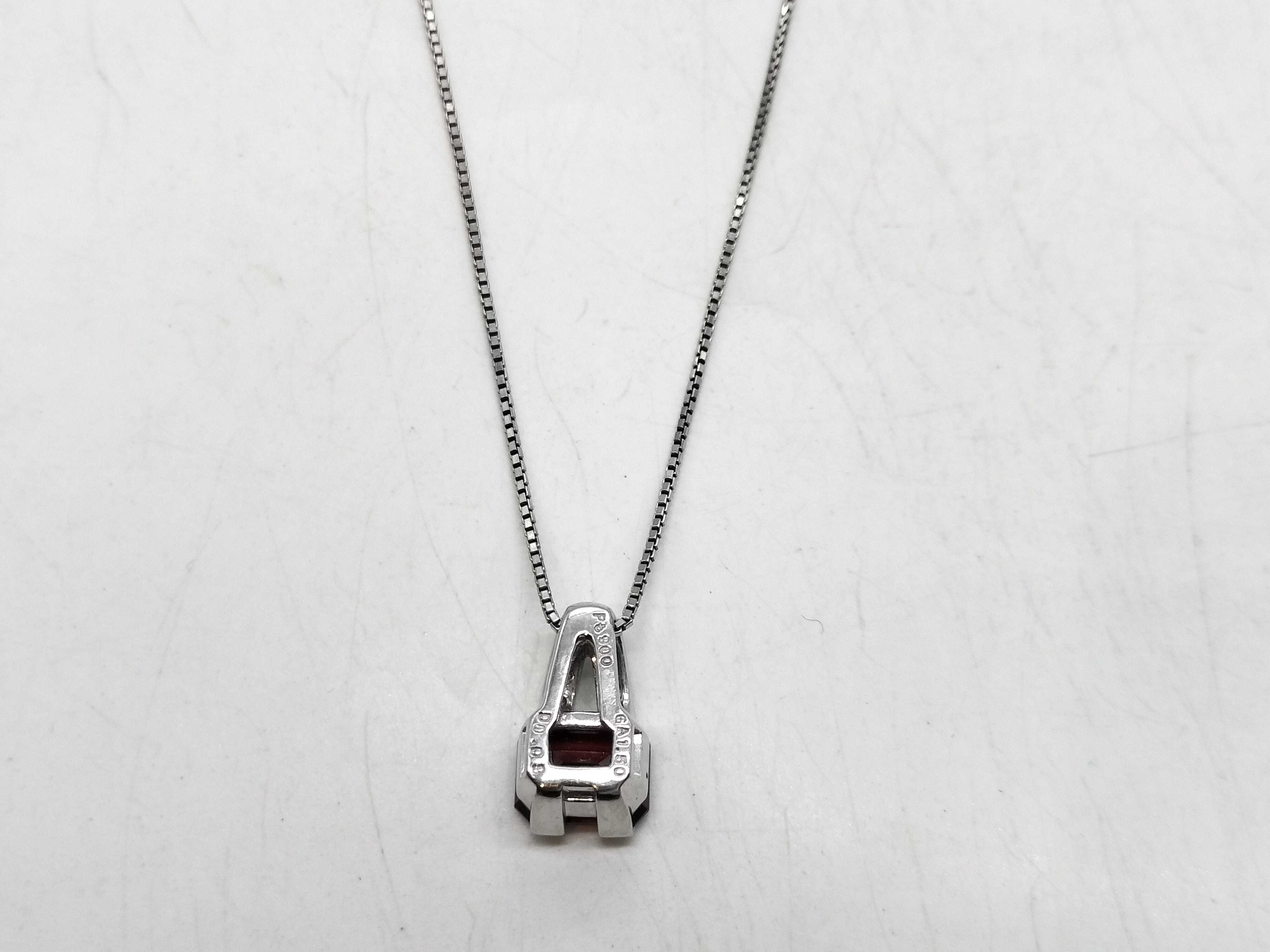 Platinum Emerald-Cut Garnet and Diamond Pendant Necklace