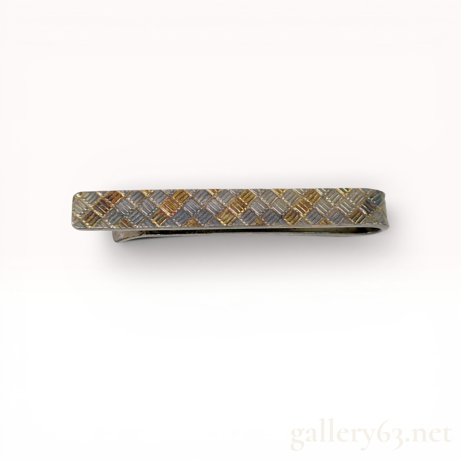 Sterling Silver and 18K Gold Tiffany and Co. Basketweave Tie Bar