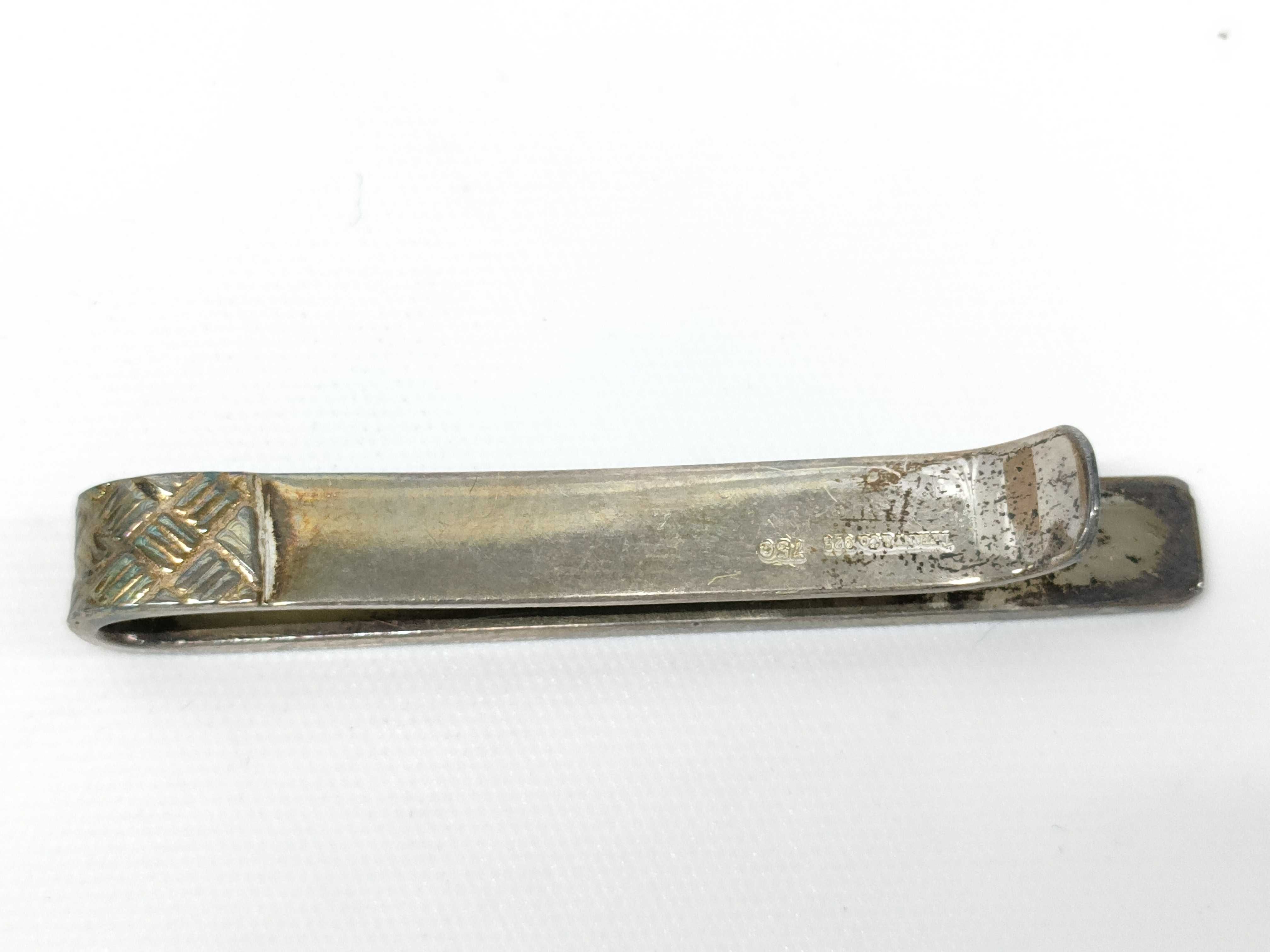 Sterling Silver and 18K Gold Tiffany and Co. Basketweave Tie Bar