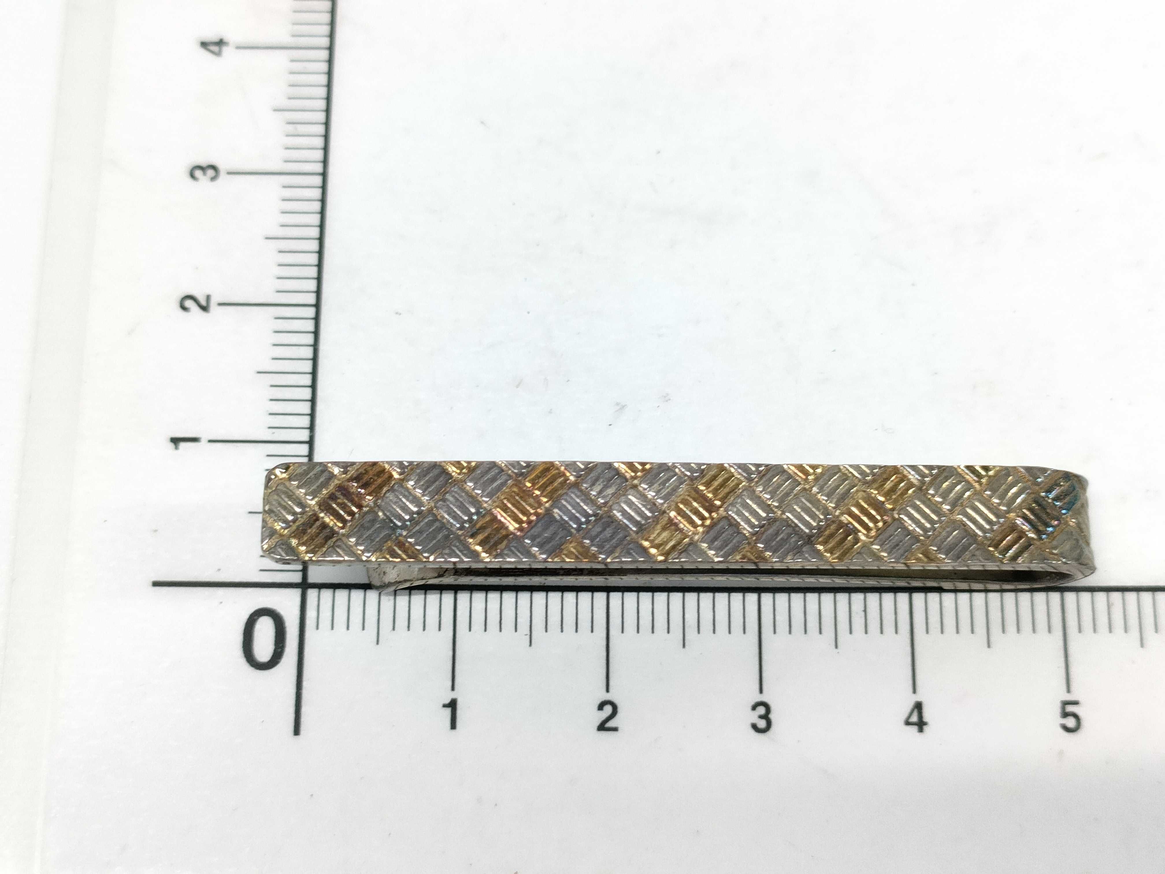 Sterling Silver and 18K Gold Tiffany and Co. Basketweave Tie Bar