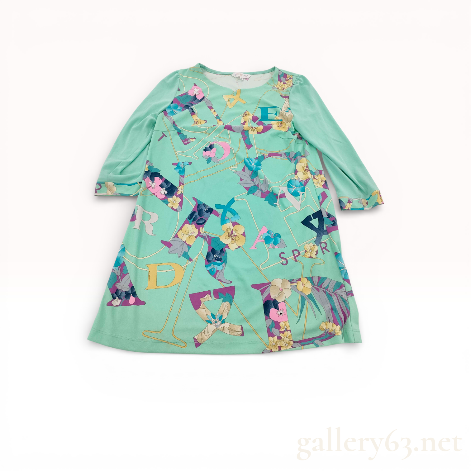 Leonard Sport Mint Green Graphic Print Long Sleeve Tunic Top Size 38