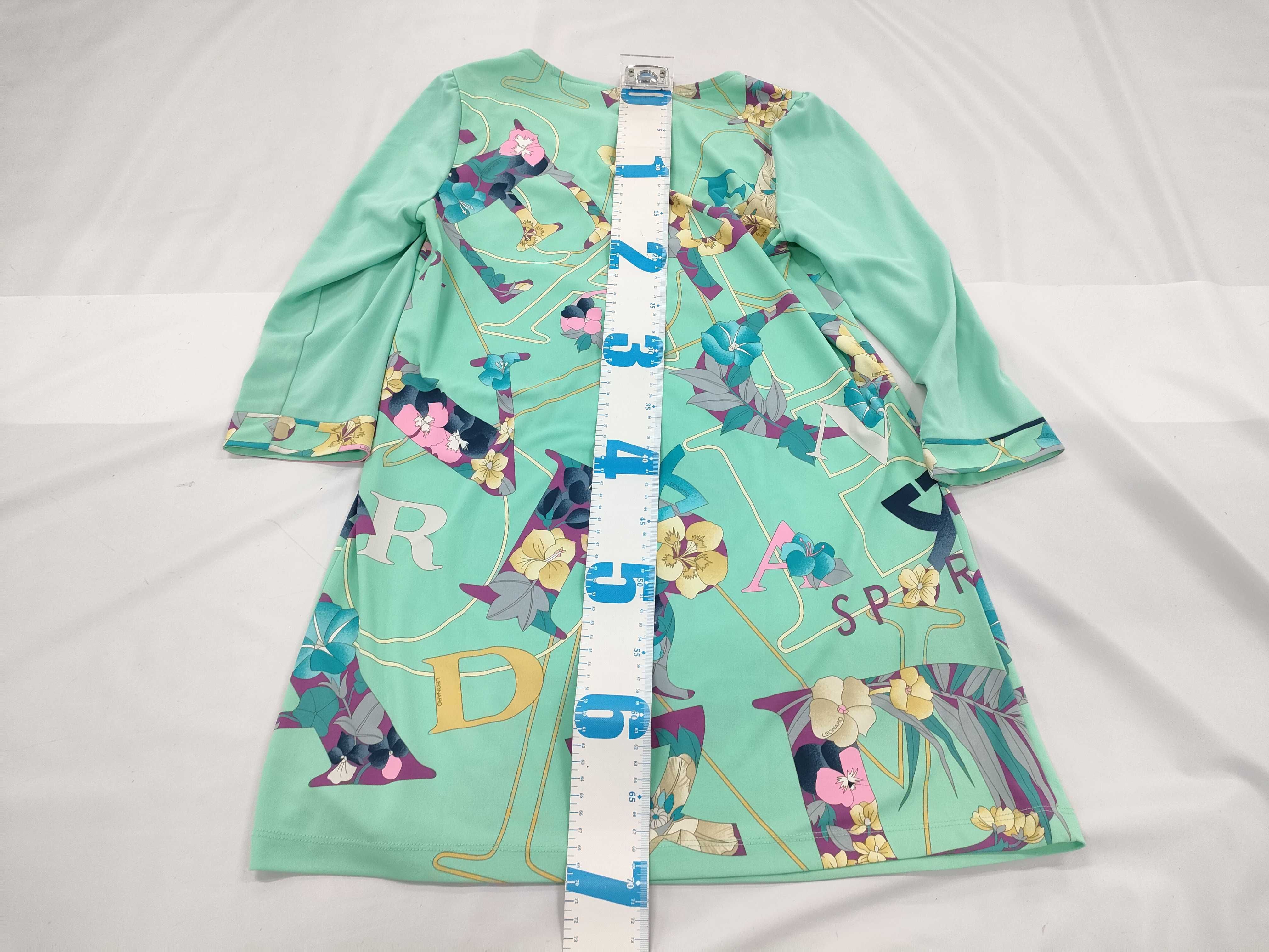 Leonard Sport Mint Green Graphic Print Long Sleeve Tunic Top Size 38