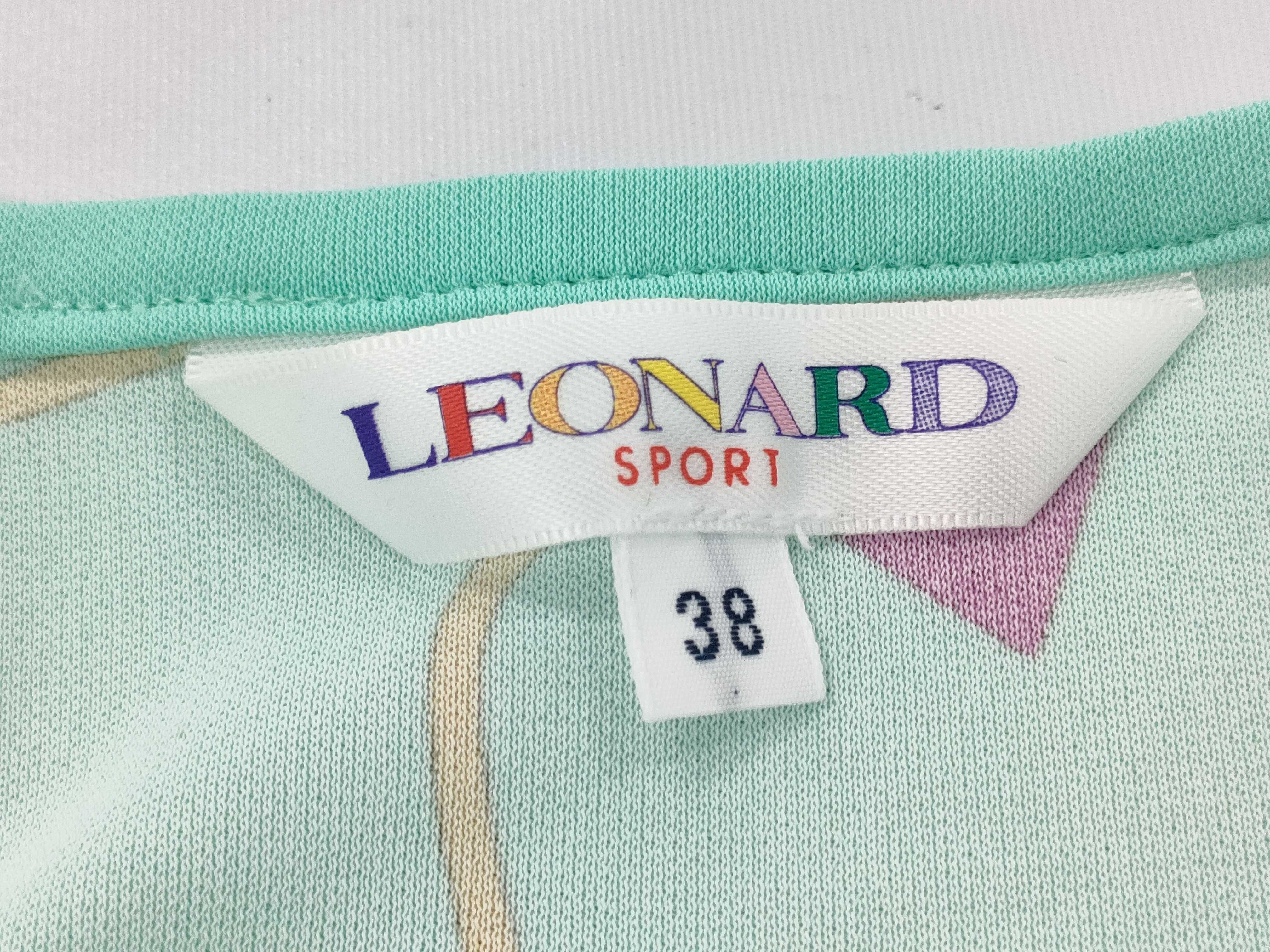 Leonard Sport Mint Green Graphic Print Long Sleeve Tunic Top Size 38