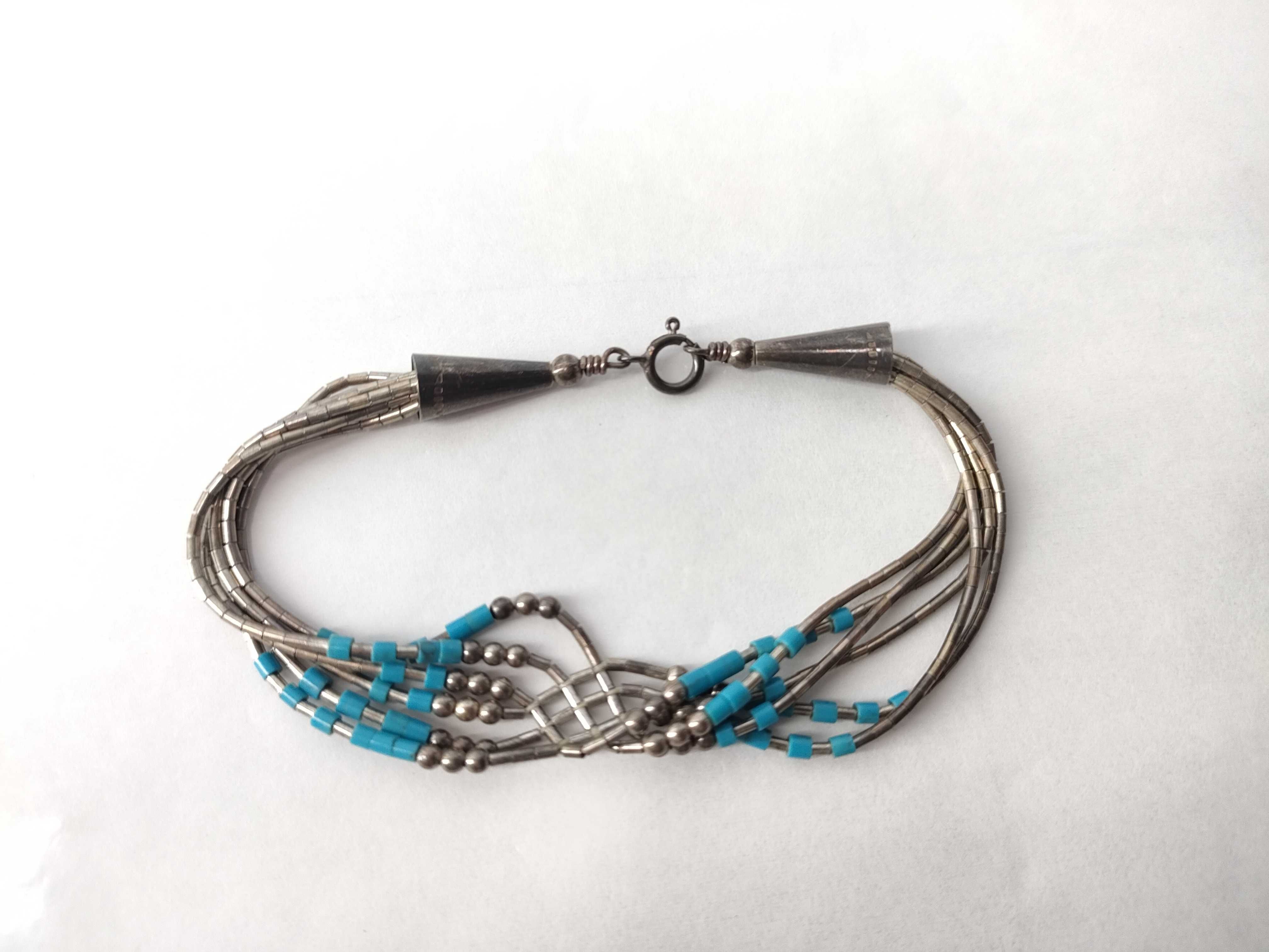 Two-Piece Vintage Southwest Sterling Liquid Silver and Turquoise Jewelry Set