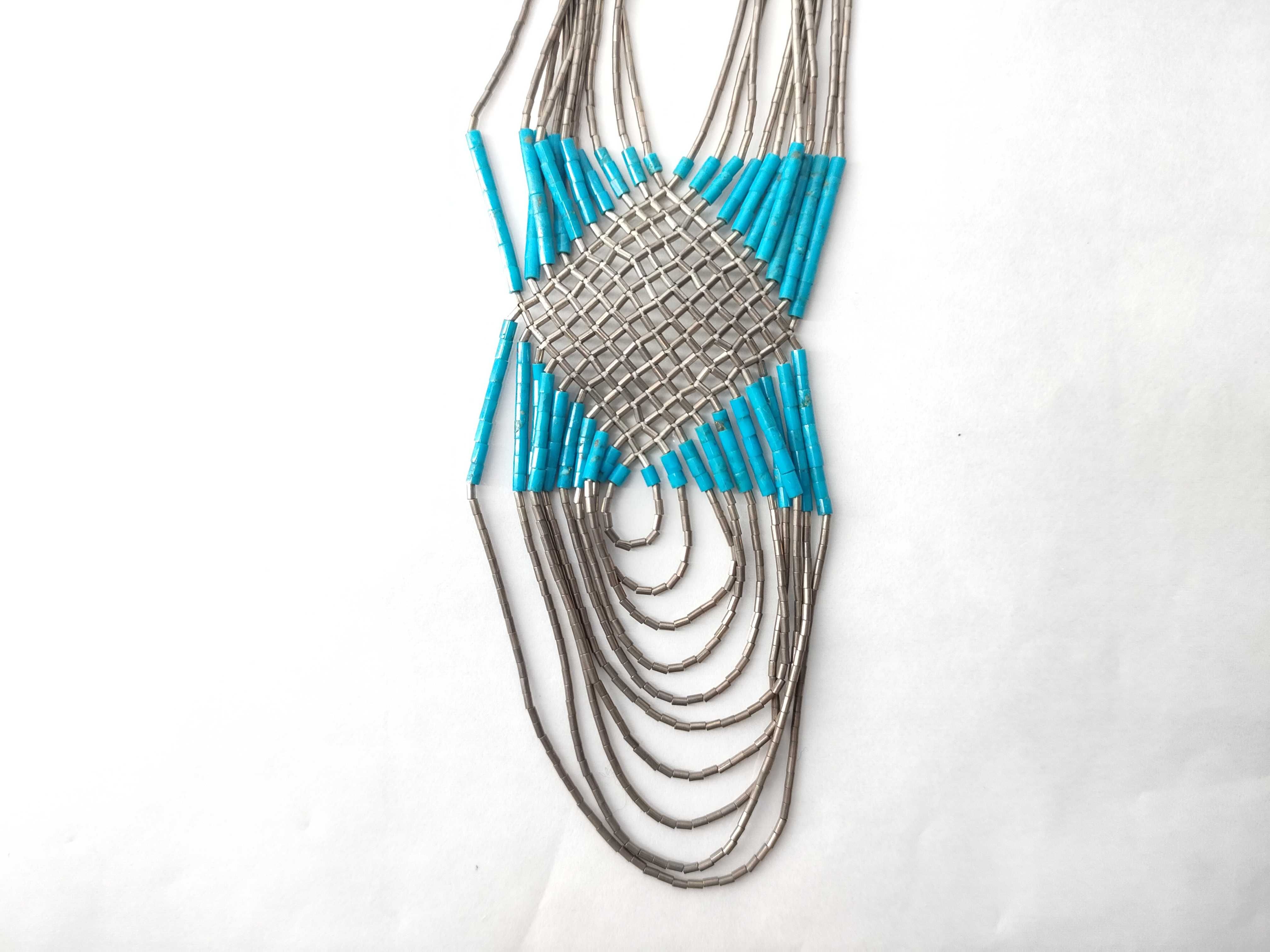Two-Piece Vintage Southwest Sterling Liquid Silver and Turquoise Jewelry Set