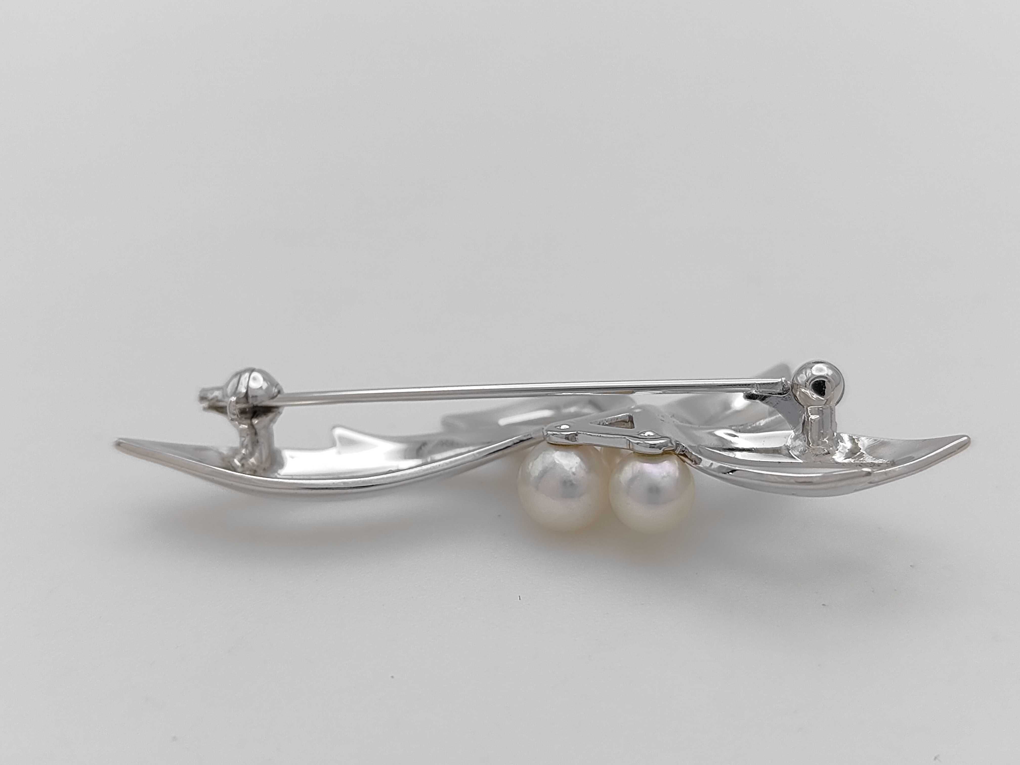 Mikimoto Sterling Silver and Akoya Pearl Floral Spray Brooch