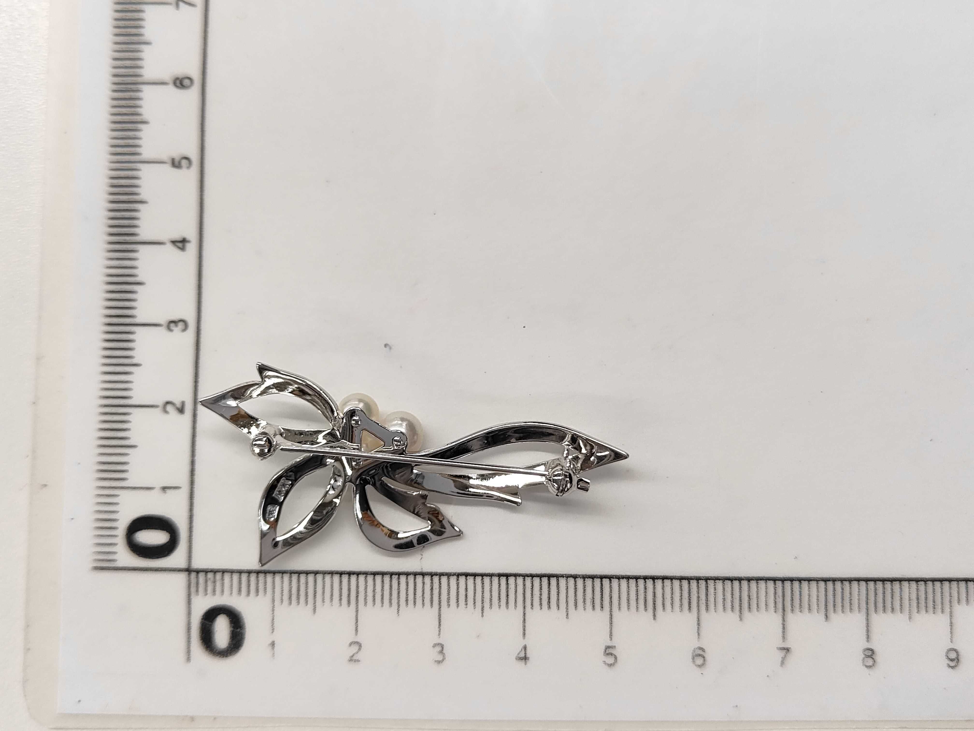 Mikimoto Sterling Silver and Akoya Pearl Floral Spray Brooch