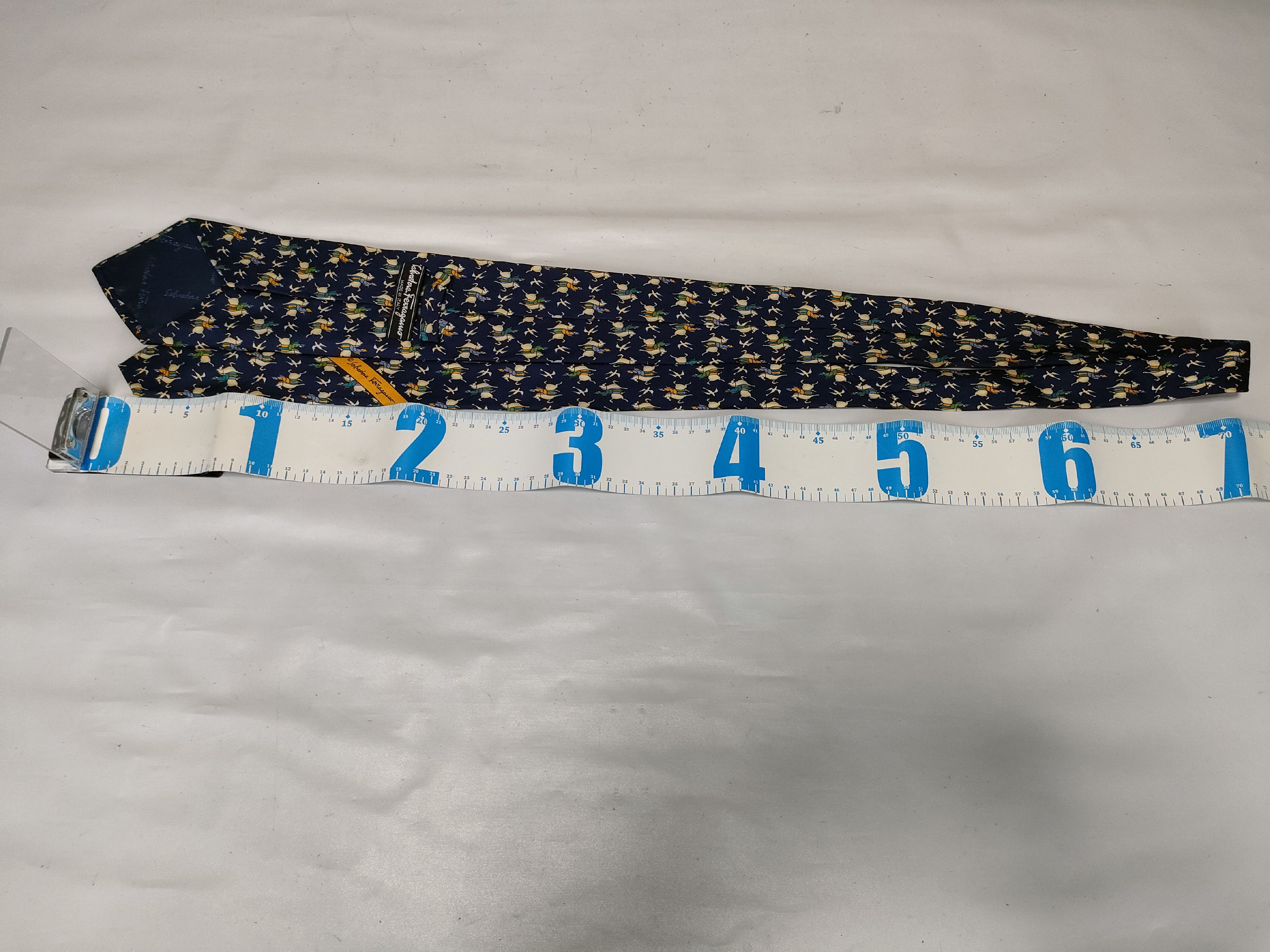 Salvatore Ferragamo Italian Silk Equestrian Motif Necktie