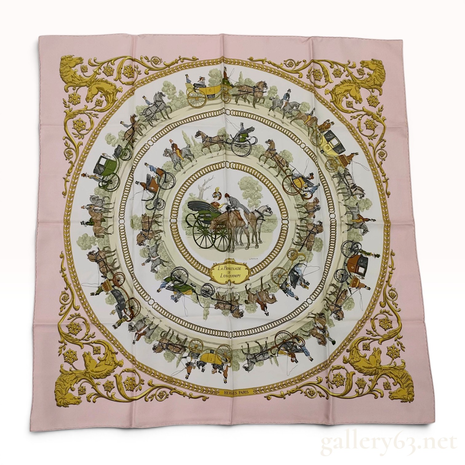 Hermes La Promenade de Longchamps Silk Scarf by Philippe Ledoux