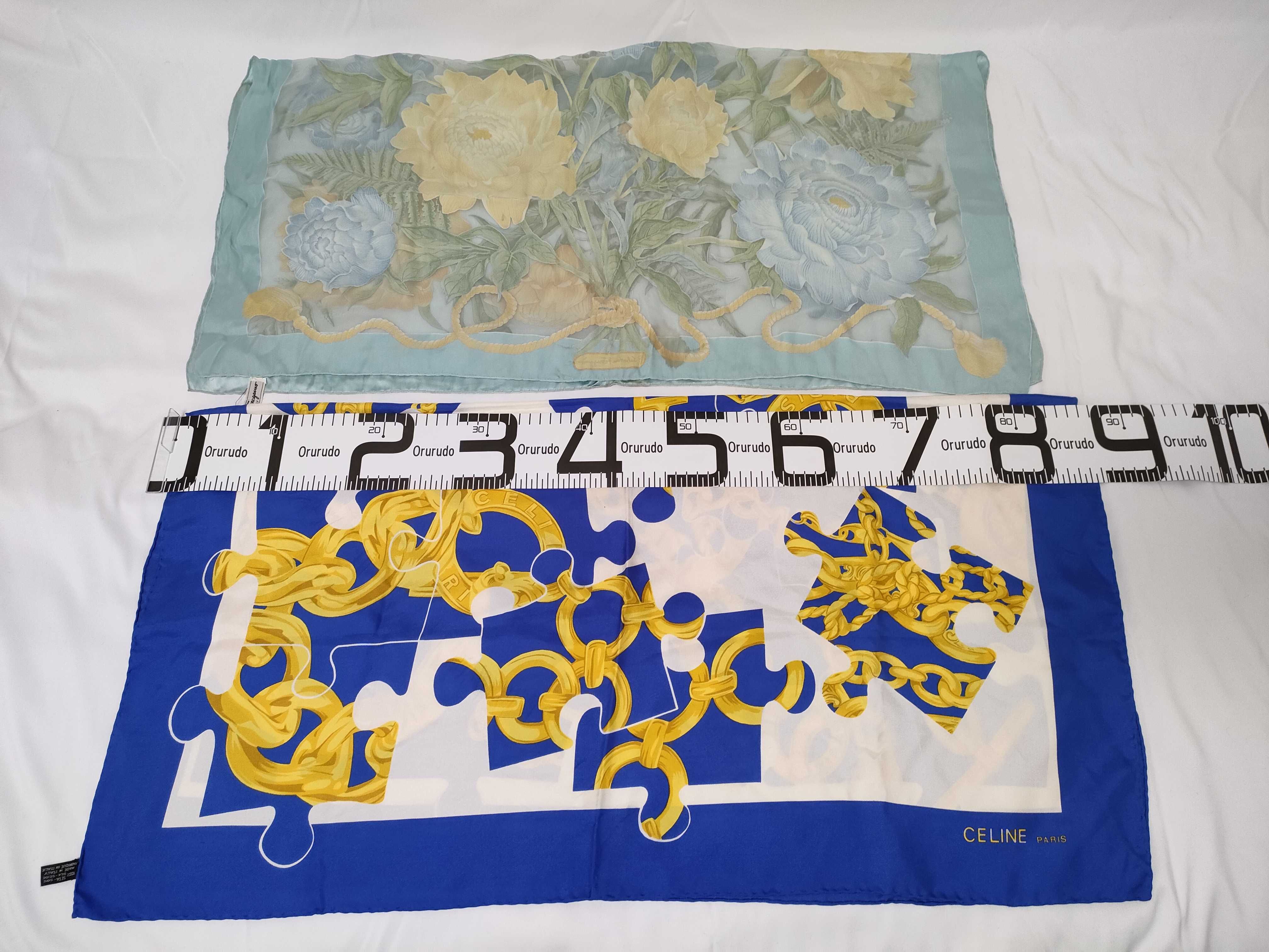 Two Designer Silk Scarves, Salvatore Ferragamo and Celine Paris