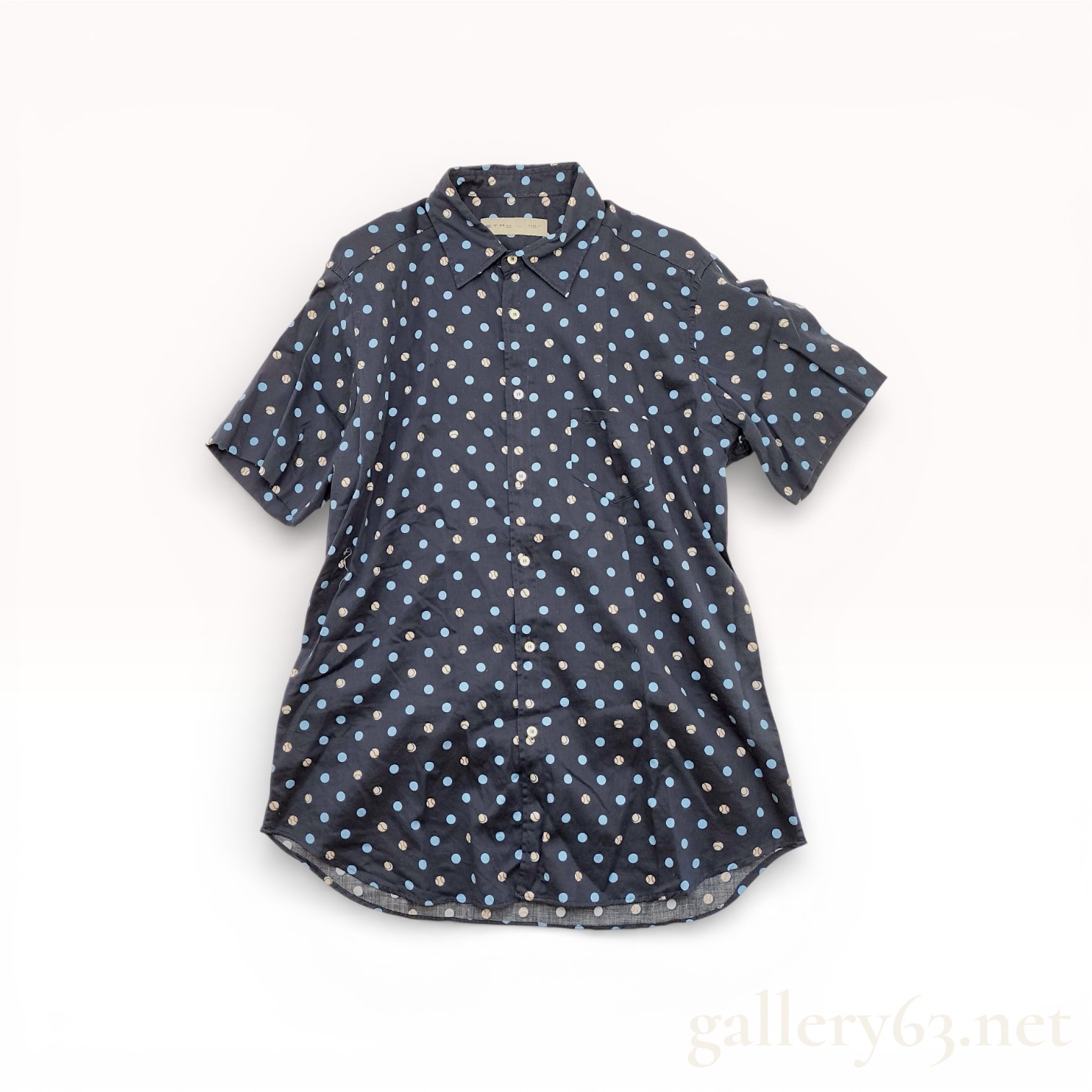 Etro Men's Short-Sleeved Cotton Shirt with Baseball and Polka Dot Motif
