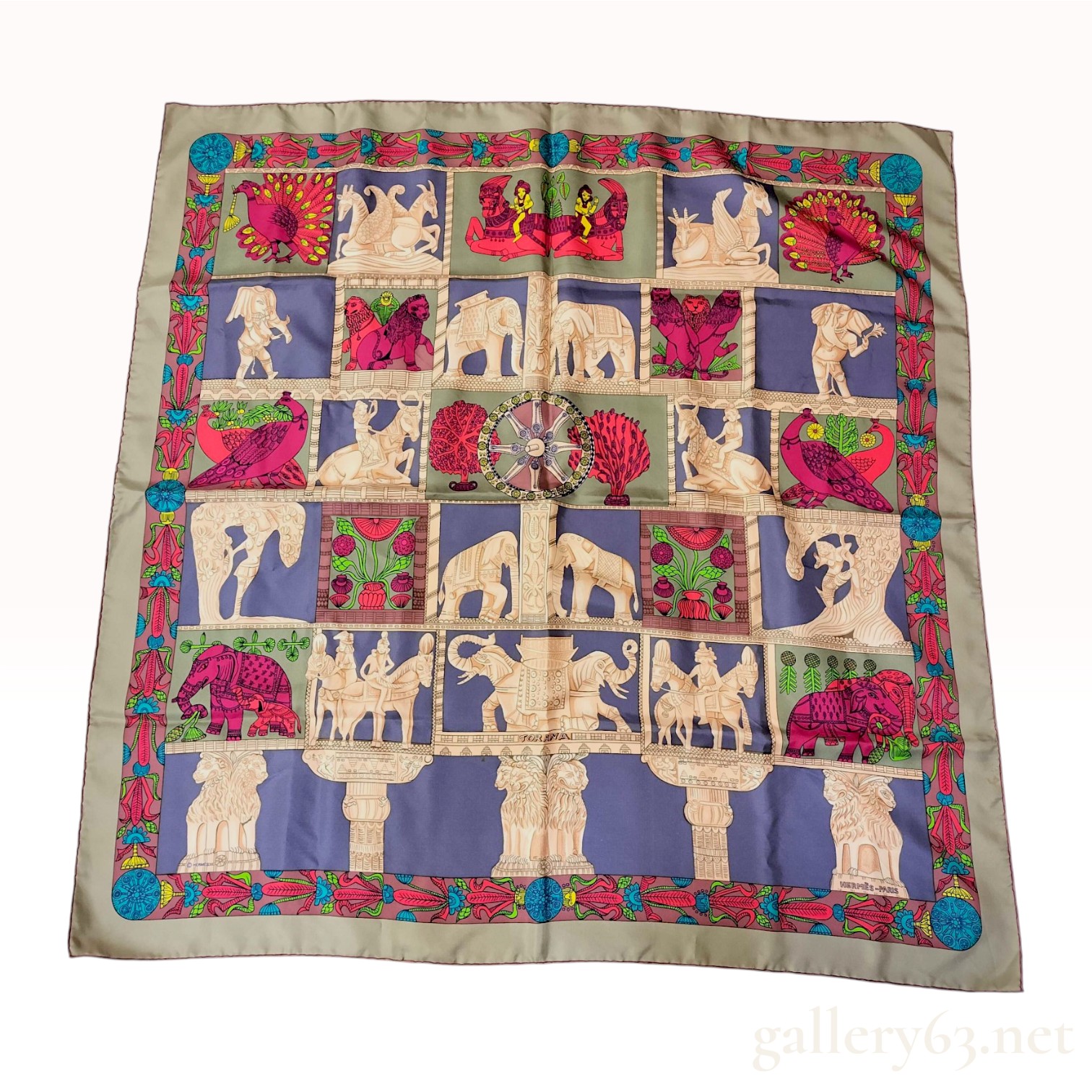 Hermes Torana Pattern Silk Twill Scarf