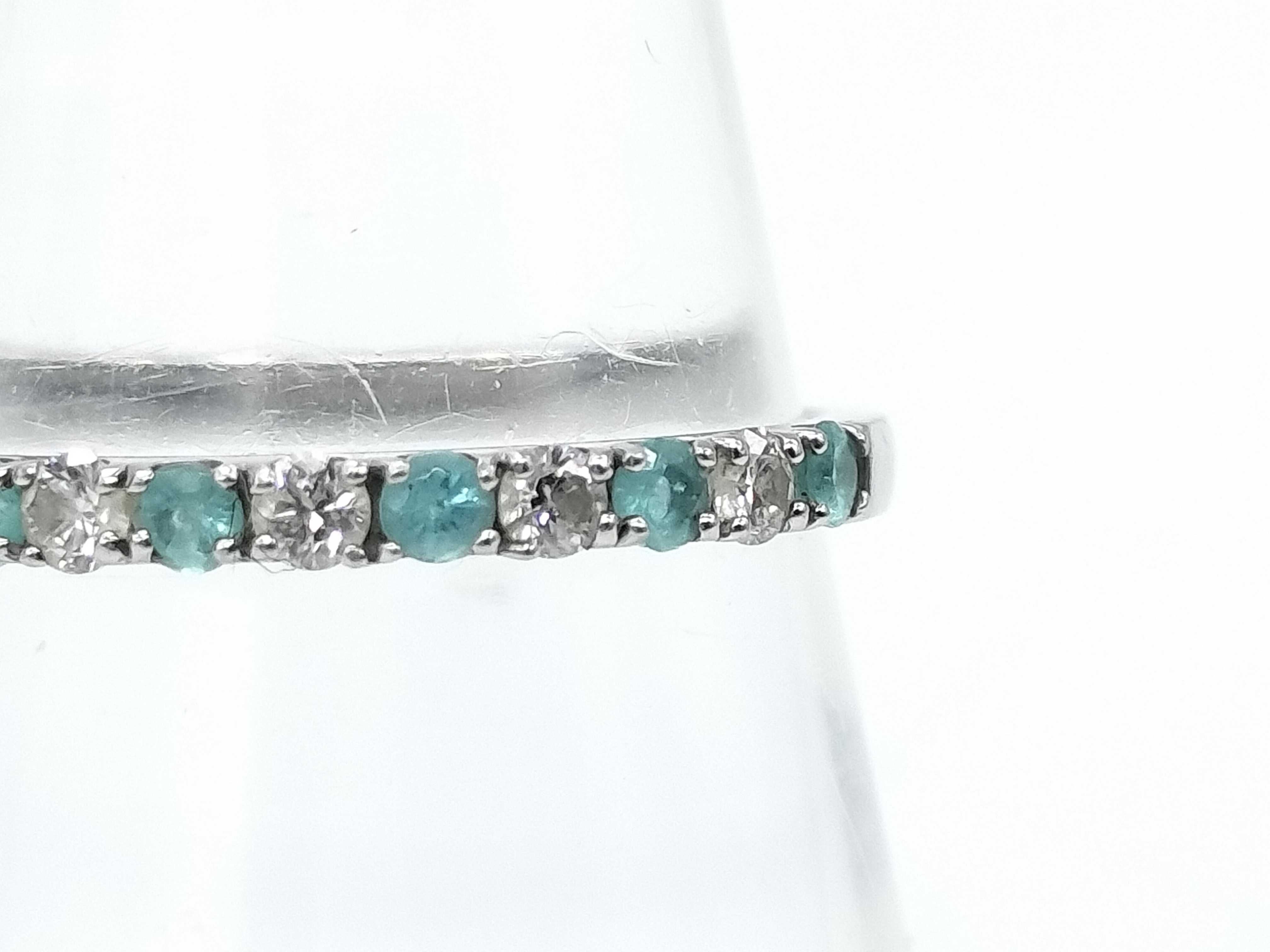 Platinum, Paraiba Tourmaline, and Diamond Half-Eternity Band