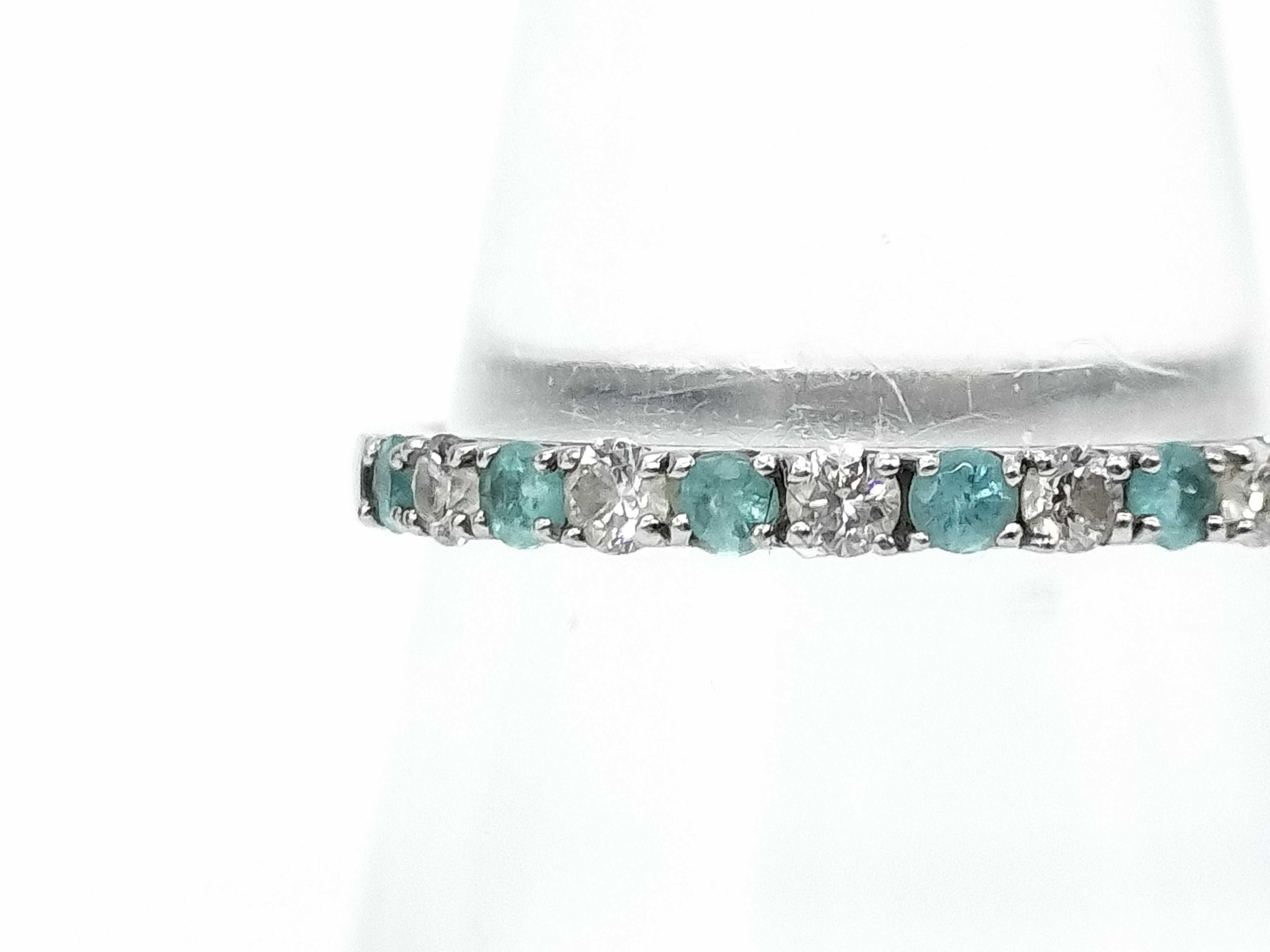Platinum, Paraiba Tourmaline, and Diamond Half-Eternity Band