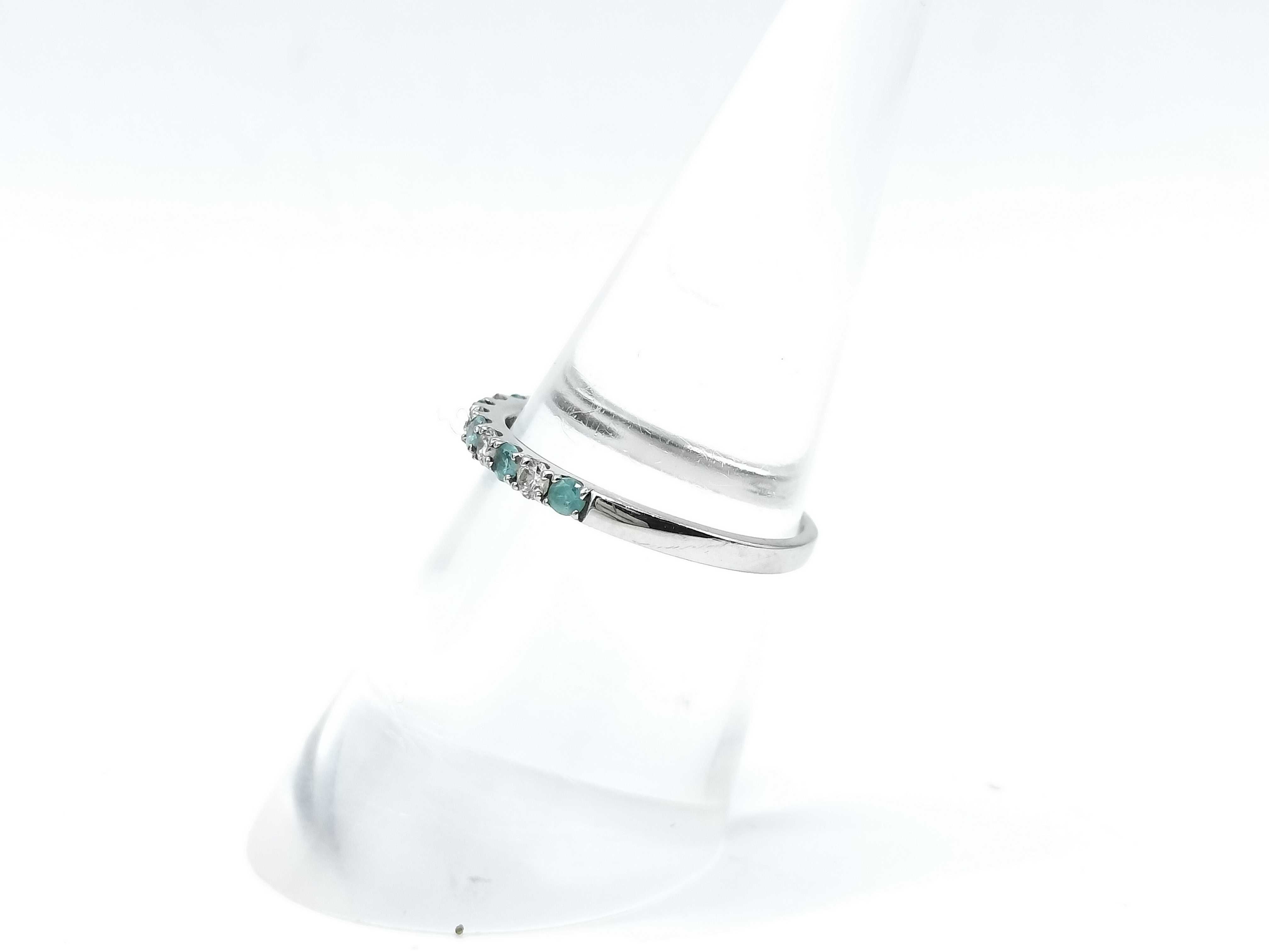 Platinum, Paraiba Tourmaline, and Diamond Half-Eternity Band