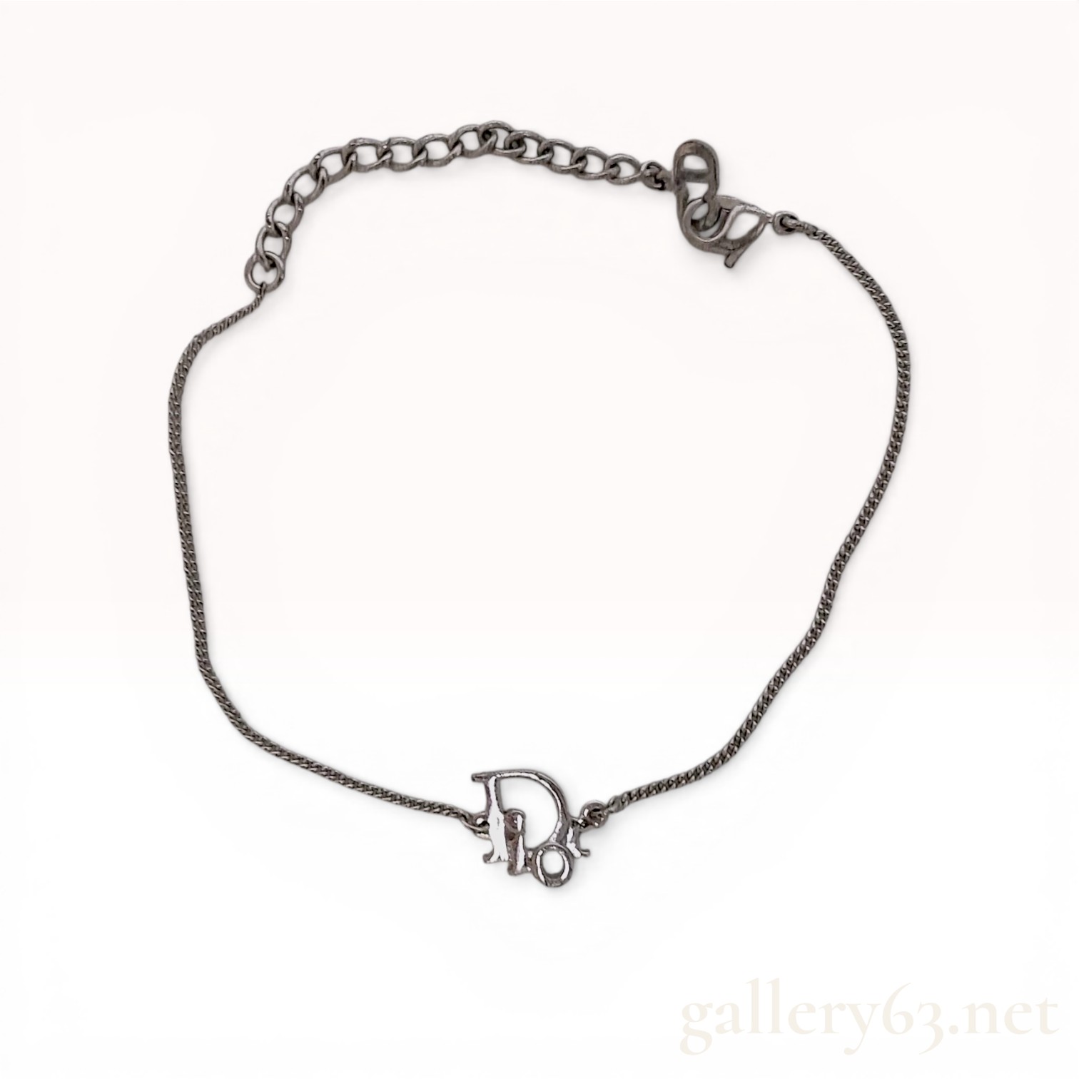 Christian Dior Silver-Tone Oblique Logo Chain Bracelet