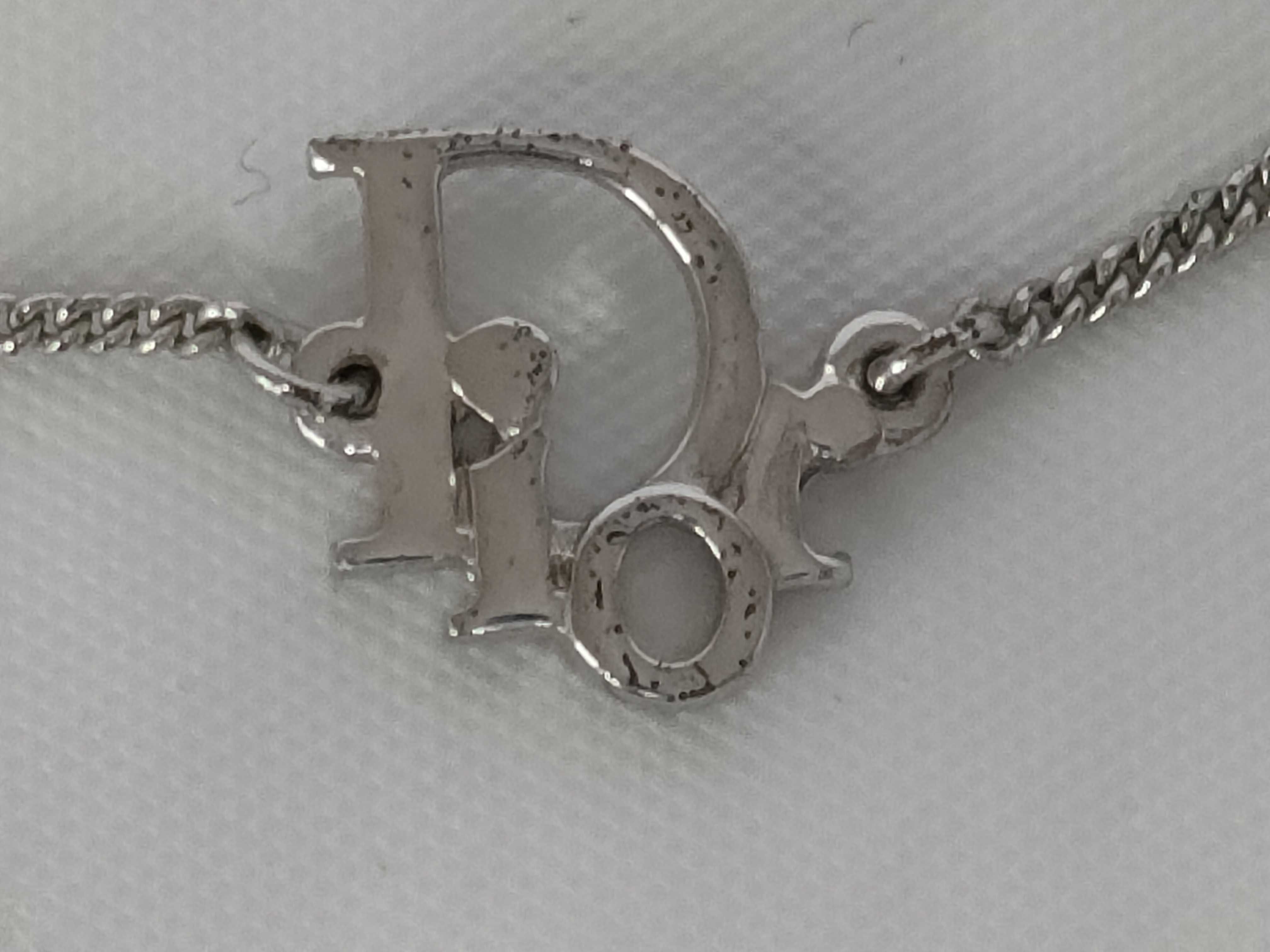 Christian Dior Silver-Tone Oblique Logo Chain Bracelet