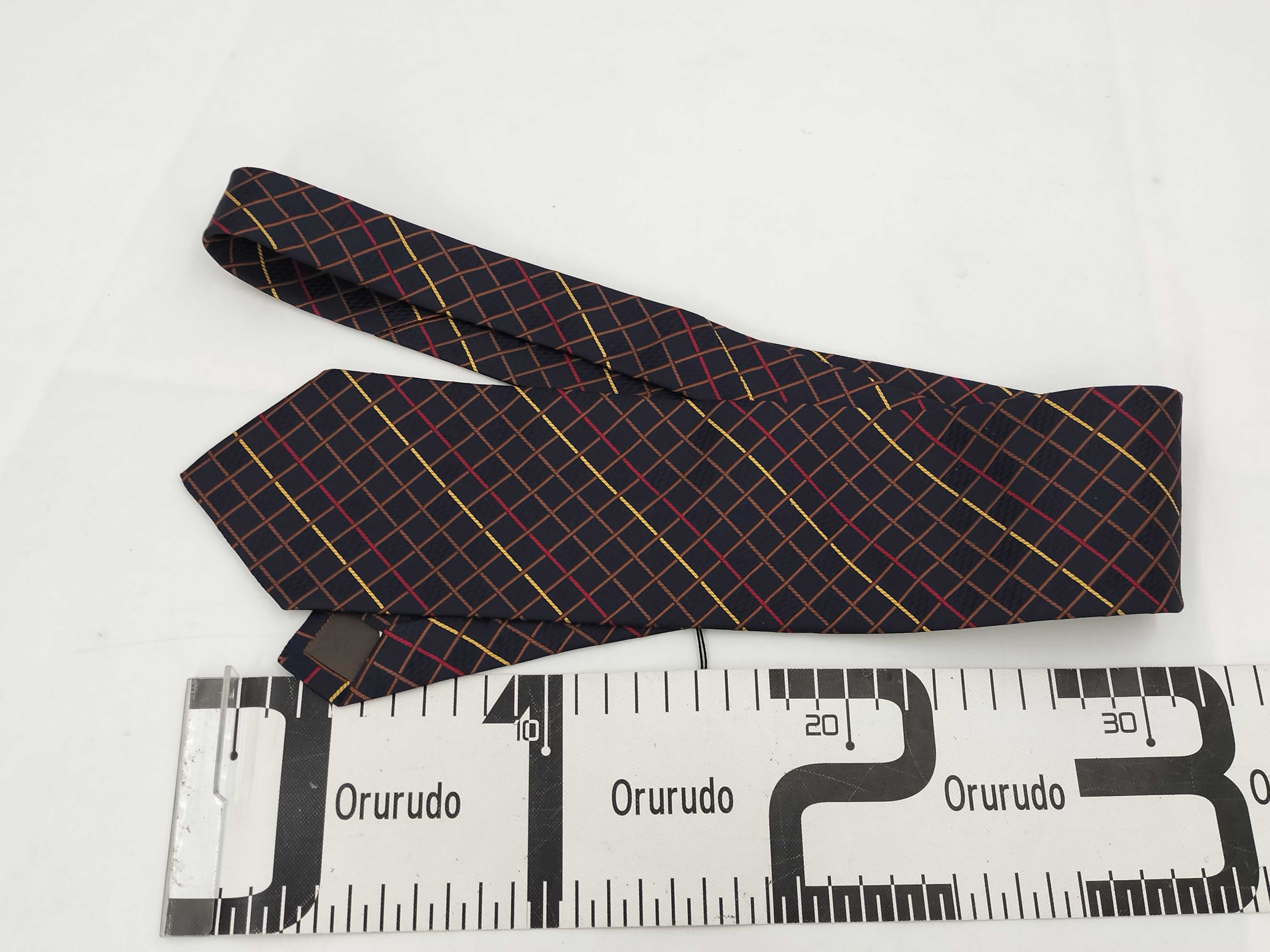 Yves Saint Laurent Silk Geometric Grid Pattern Necktie