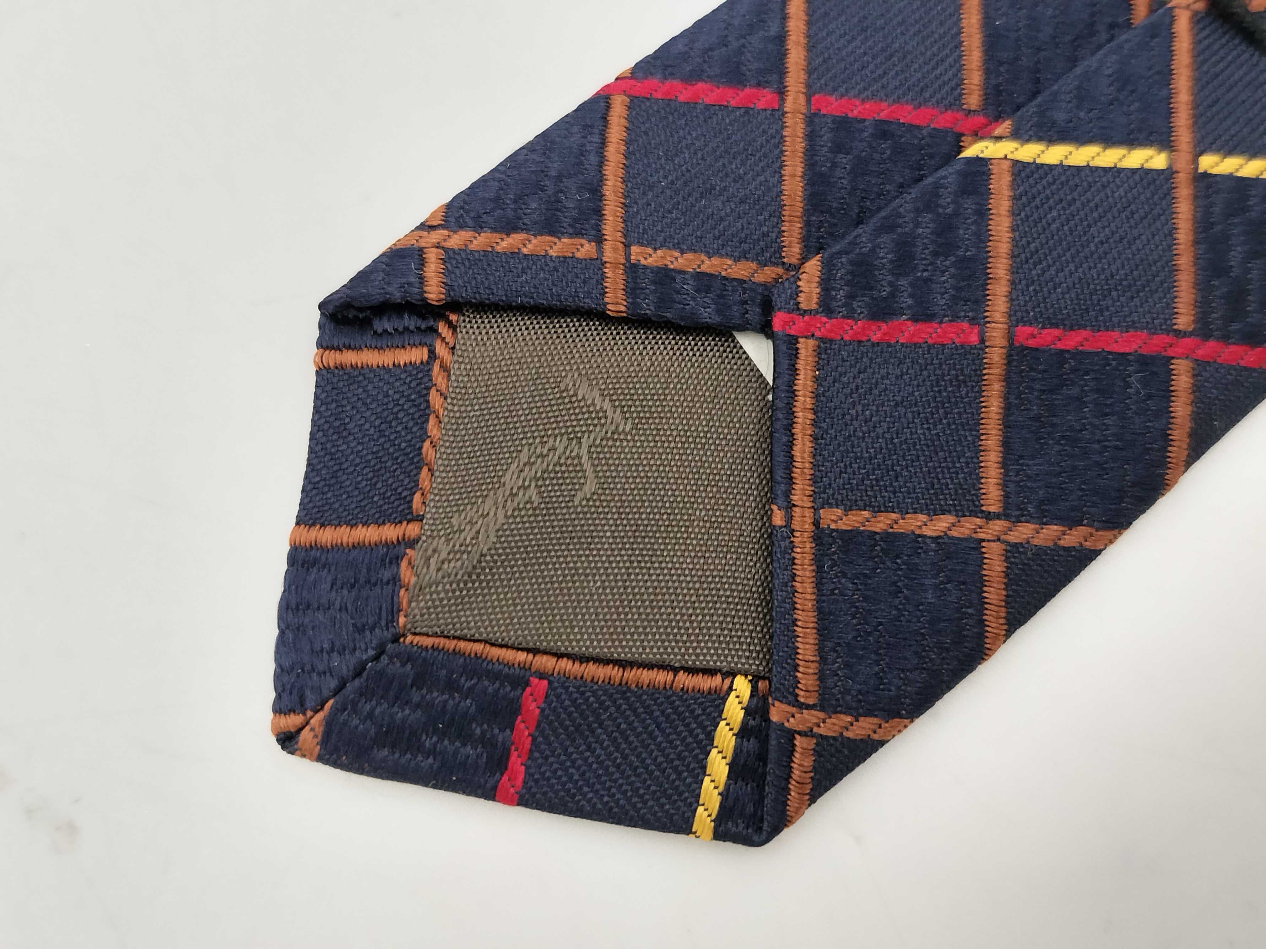 Yves Saint Laurent Silk Geometric Grid Pattern Necktie