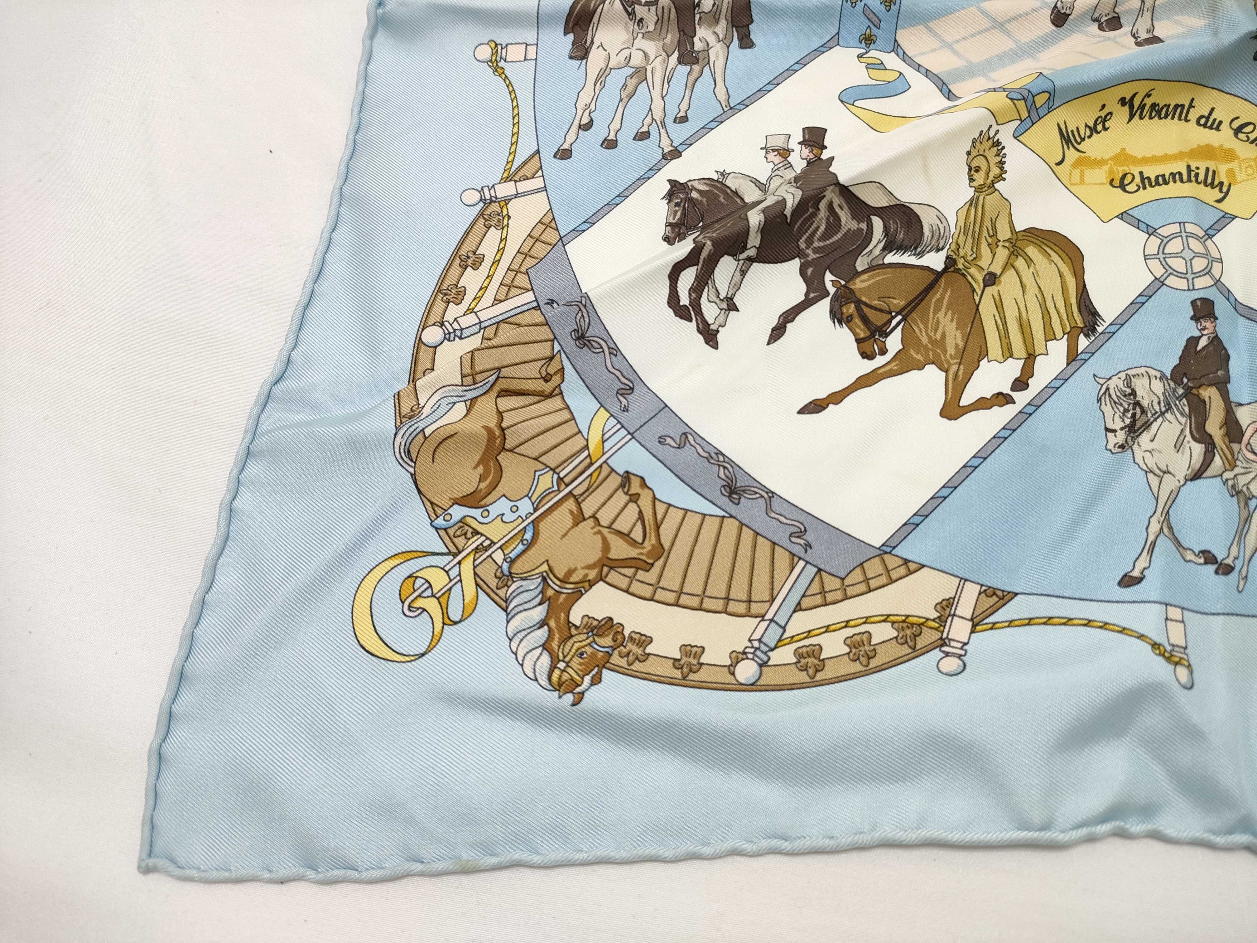 Hermes Musee Vivant du Cheval Chantilly Silk Gavroche Scarf