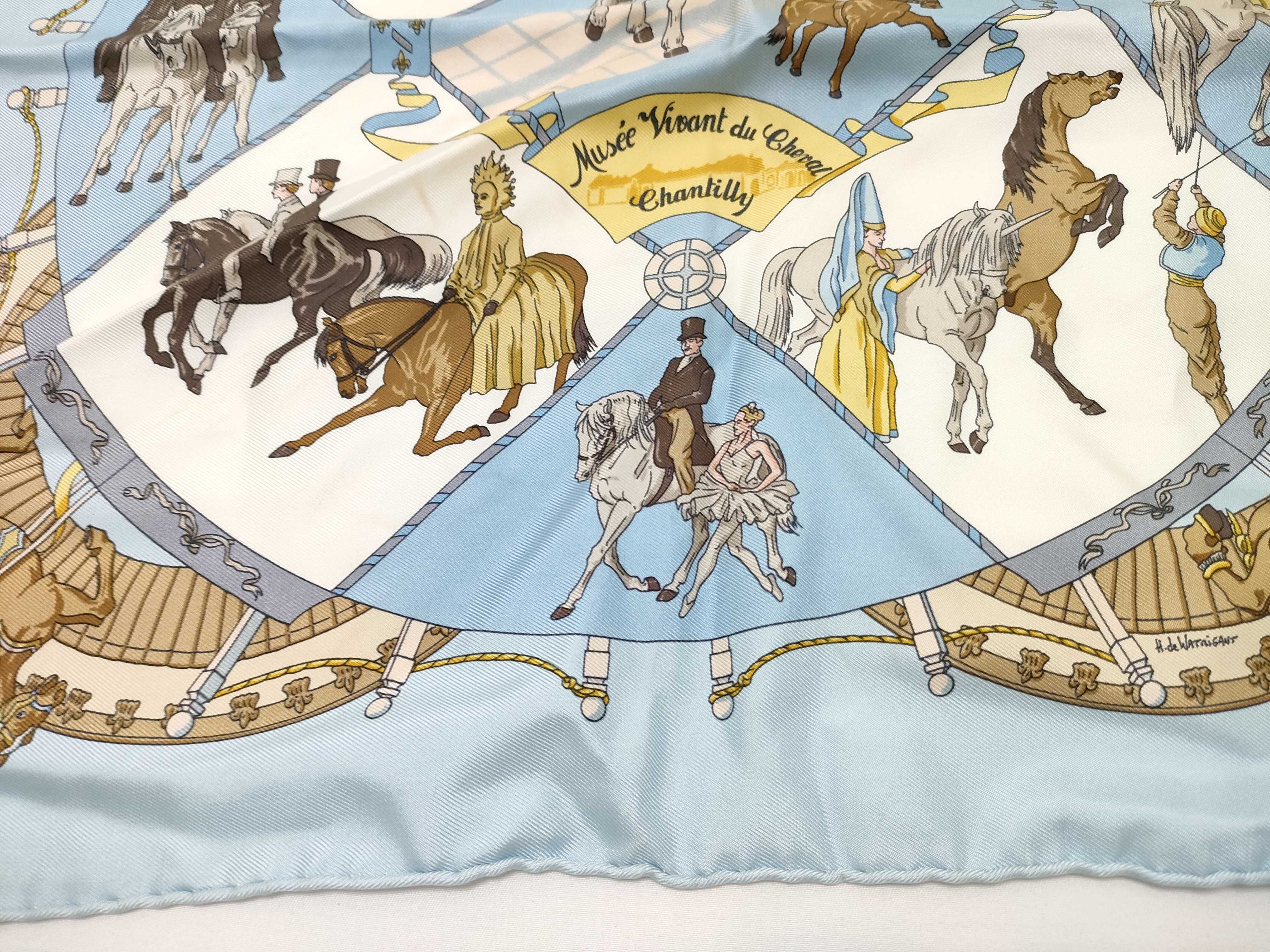 Hermes Musee Vivant du Cheval Chantilly Silk Gavroche Scarf