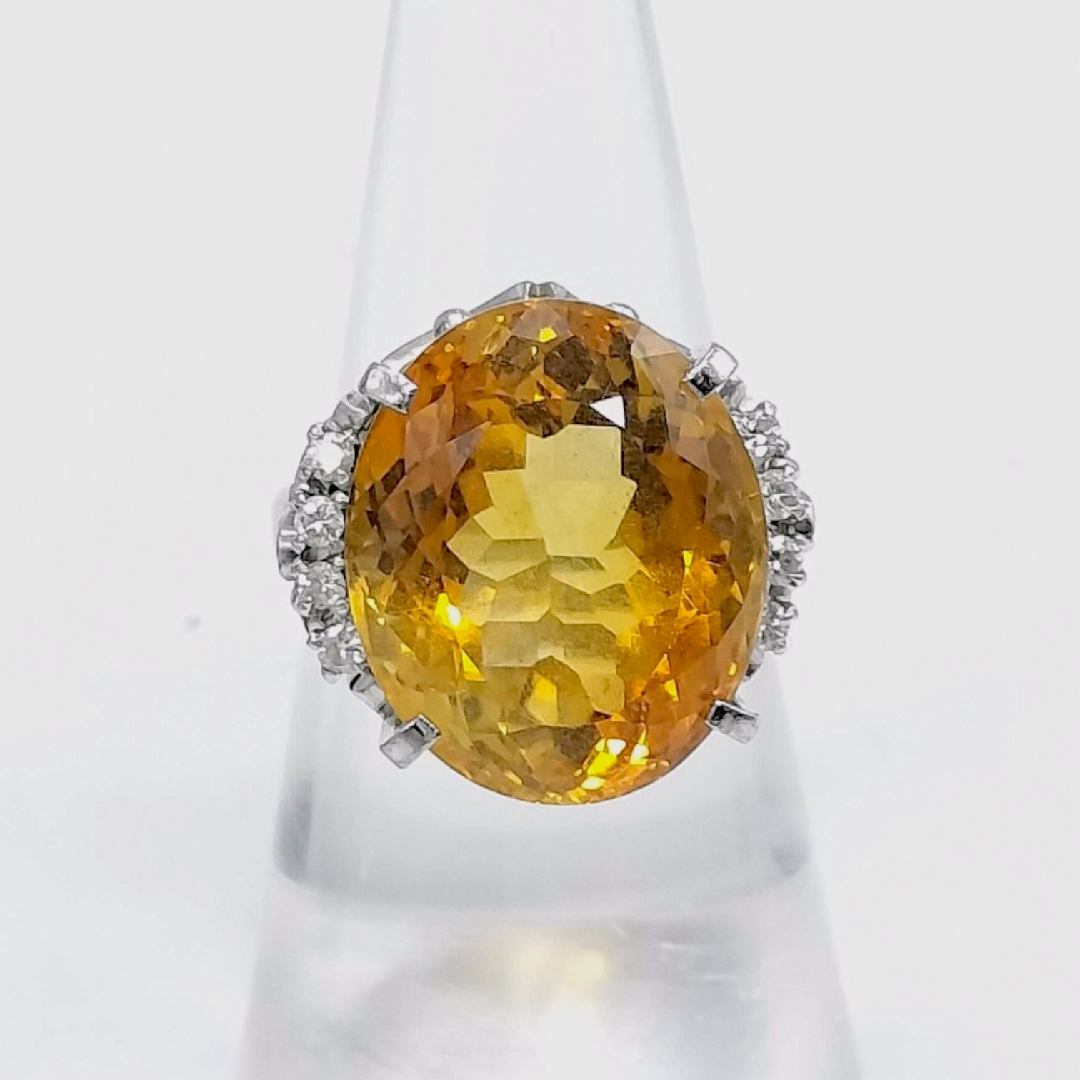 14.25ctw Citrine and Diamond Platinum Cocktail Ring