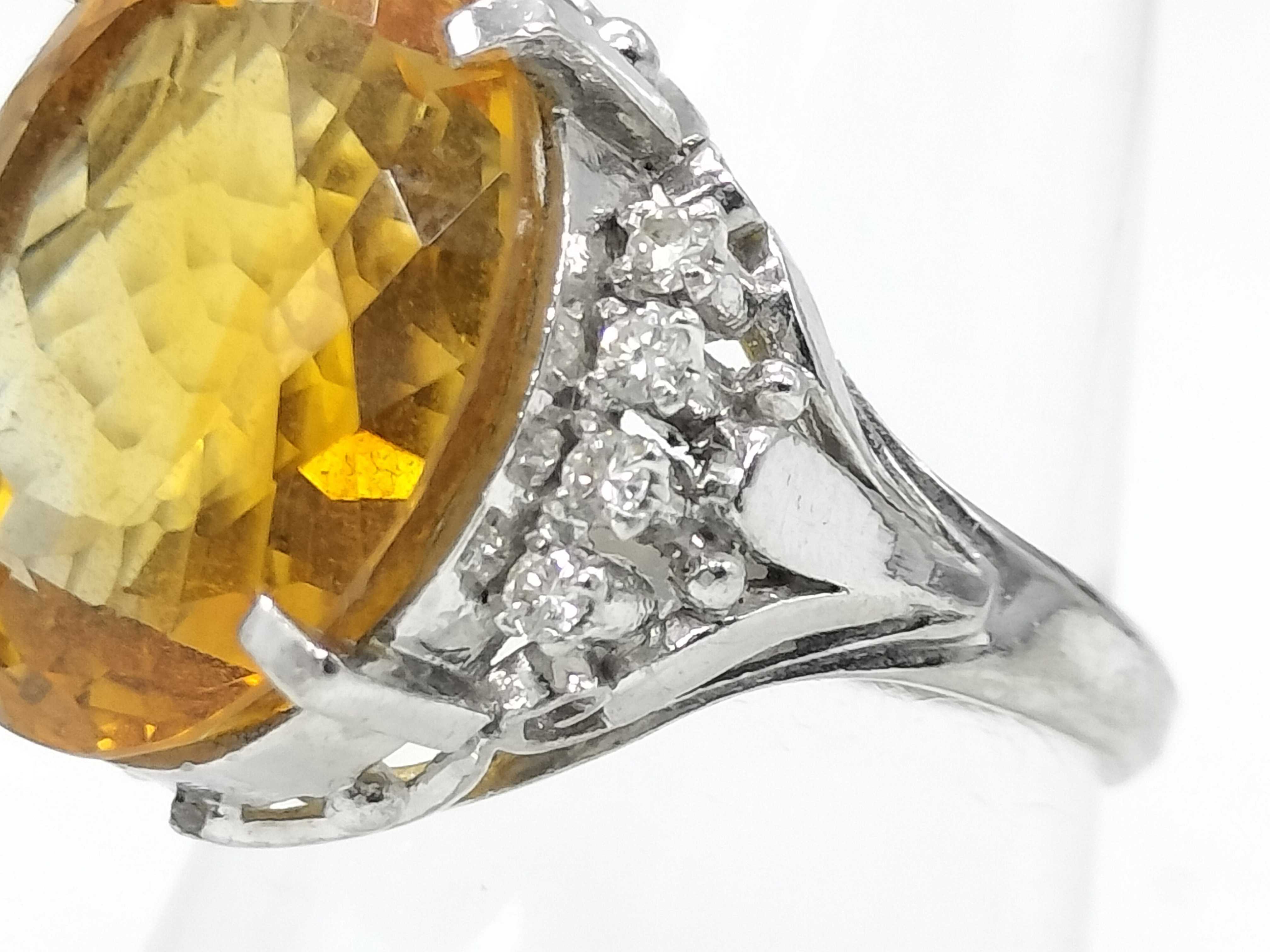 14.25ctw Citrine and Diamond Platinum Cocktail Ring