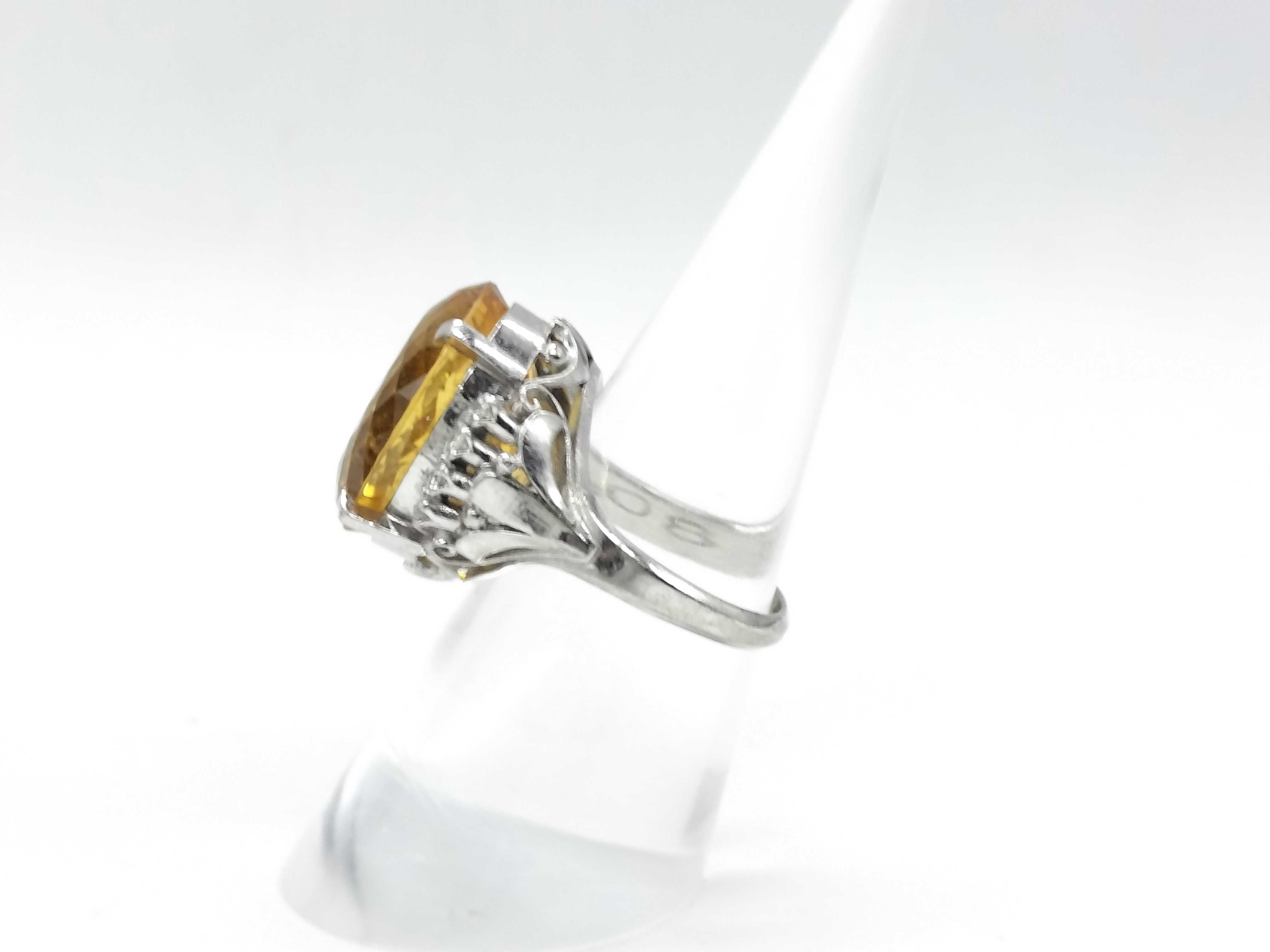 14.25ctw Citrine and Diamond Platinum Cocktail Ring