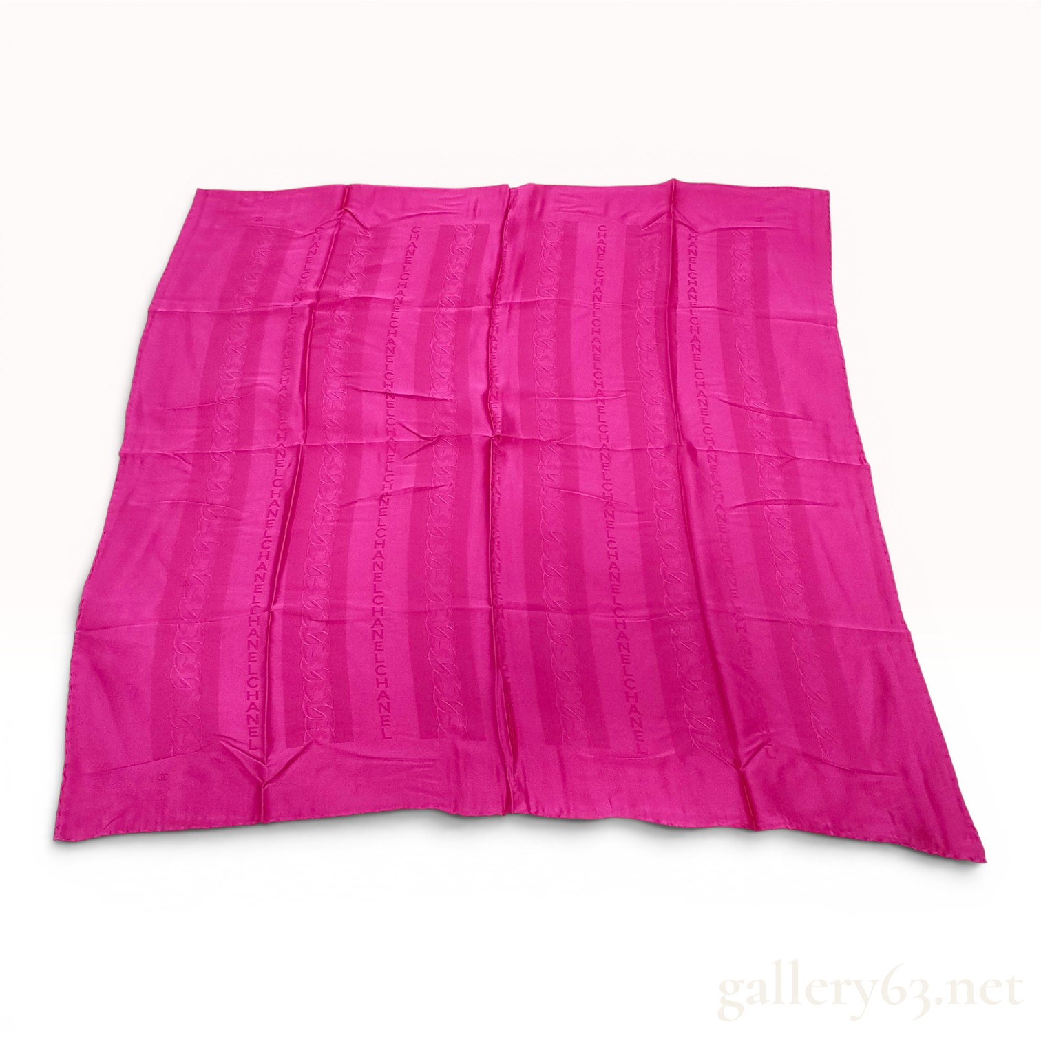 Chanel Fuchsia Silk Jacquard Square Scarf