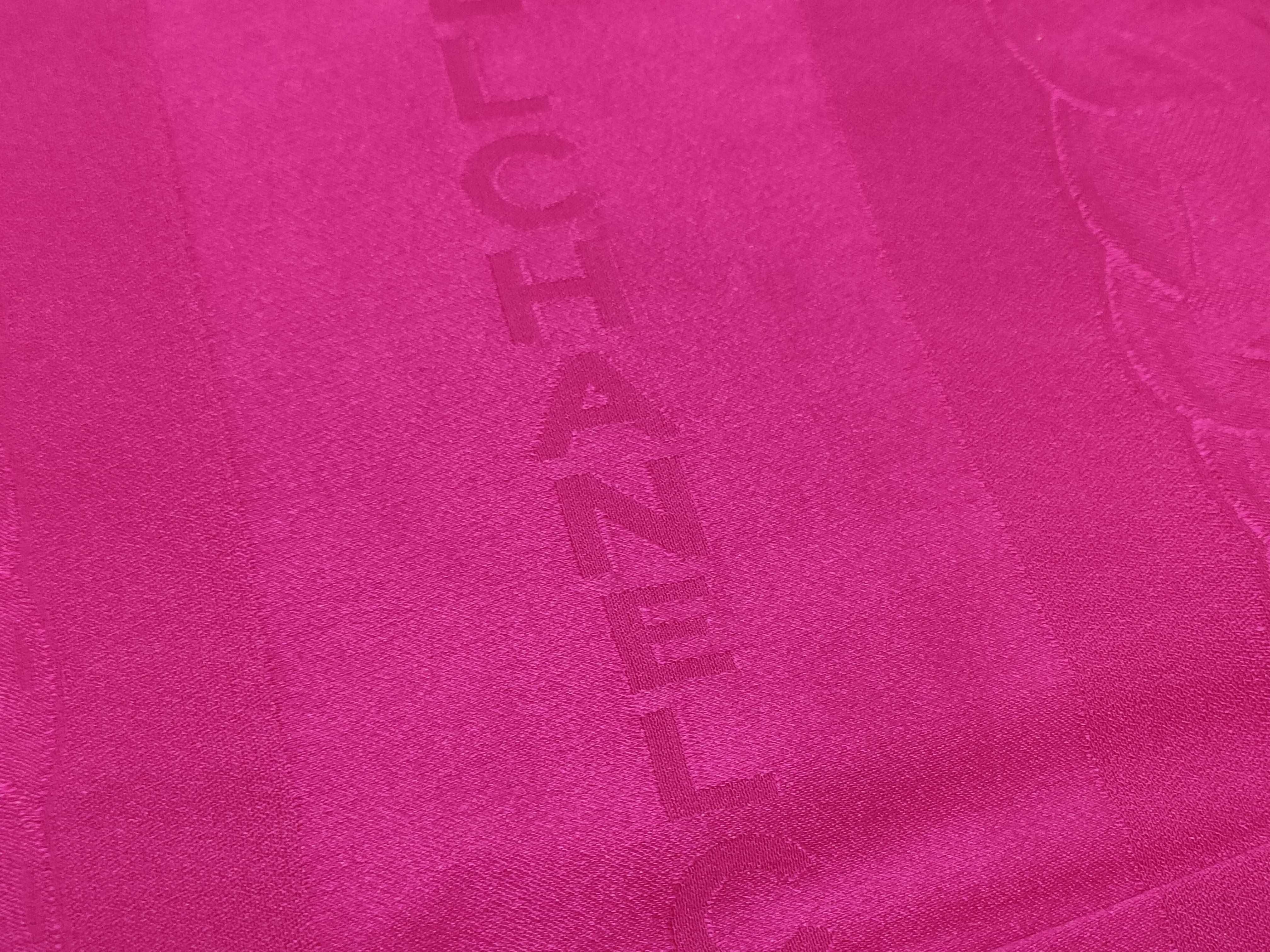 Chanel Fuchsia Silk Jacquard Square Scarf