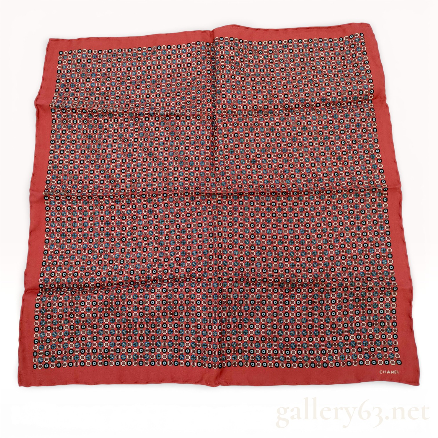 Chanel Silk Twill Pocket Square with Geometric CC Logo Pattern