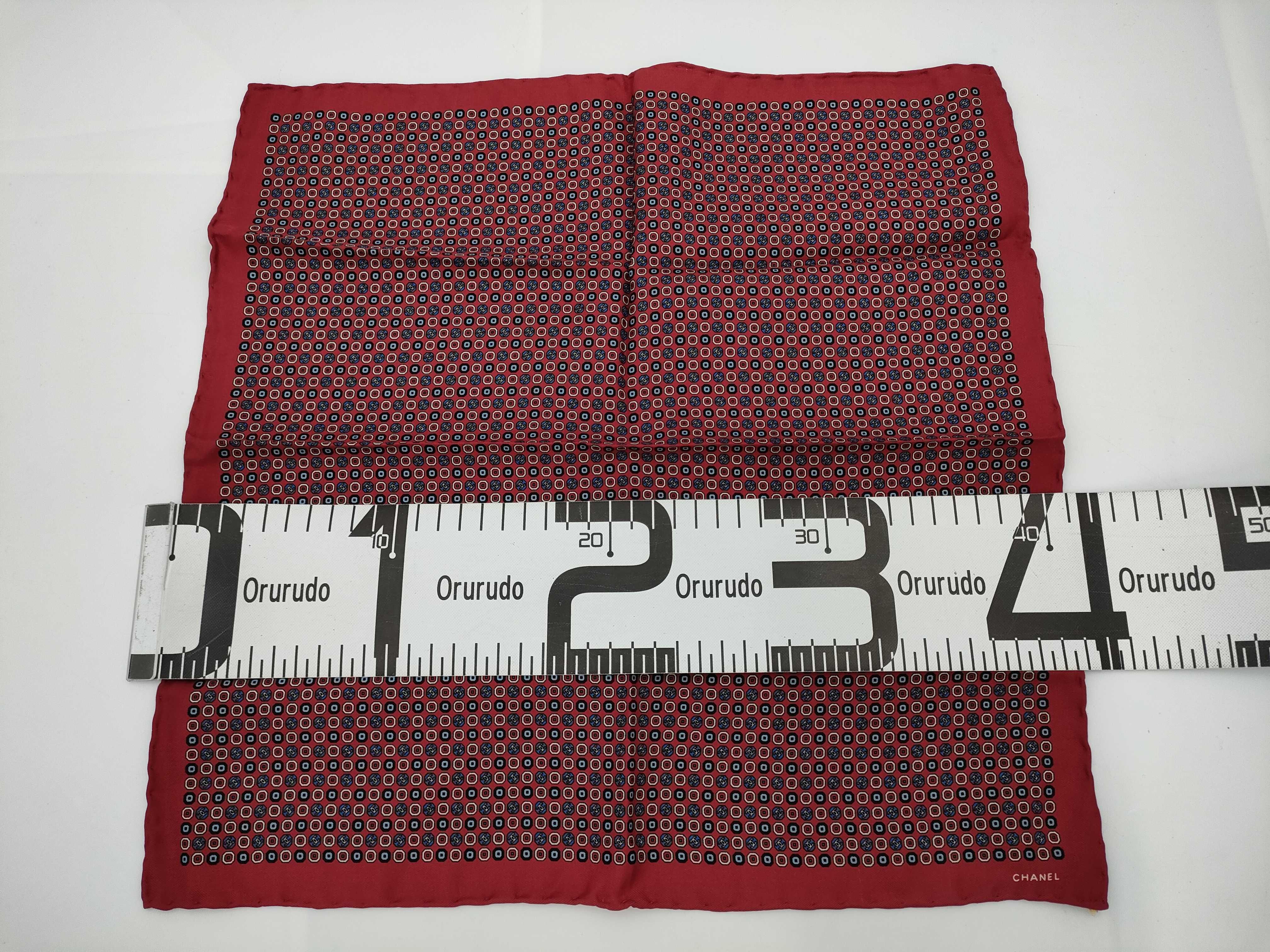 Chanel Silk Twill Pocket Square with Geometric CC Logo Pattern