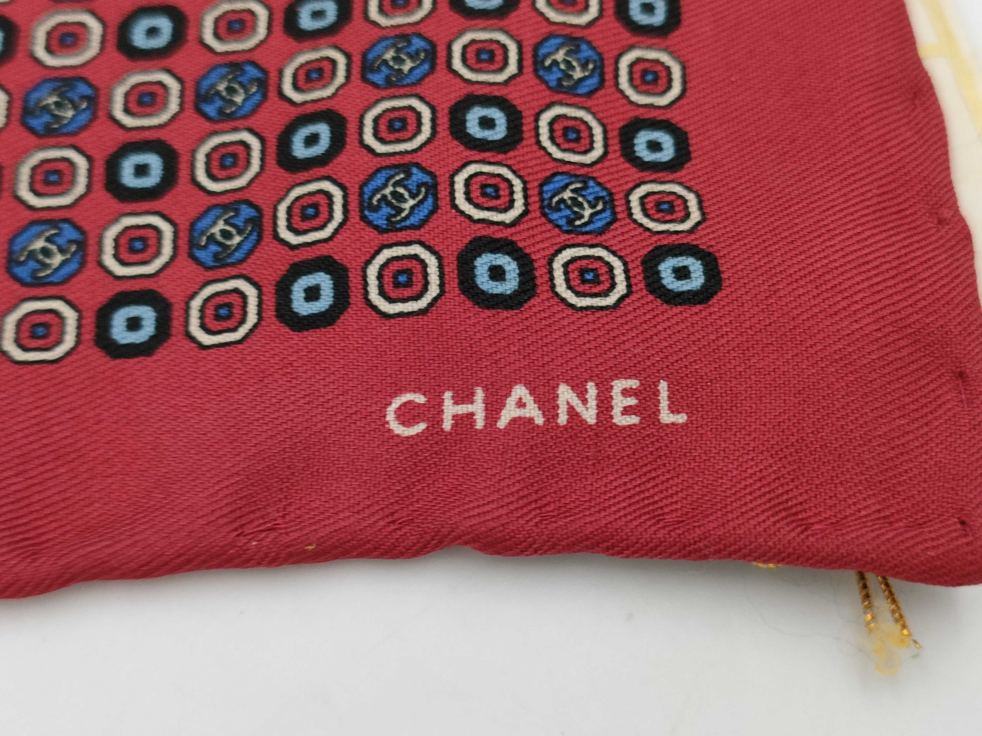 Chanel Silk Twill Pocket Square with Geometric CC Logo Pattern