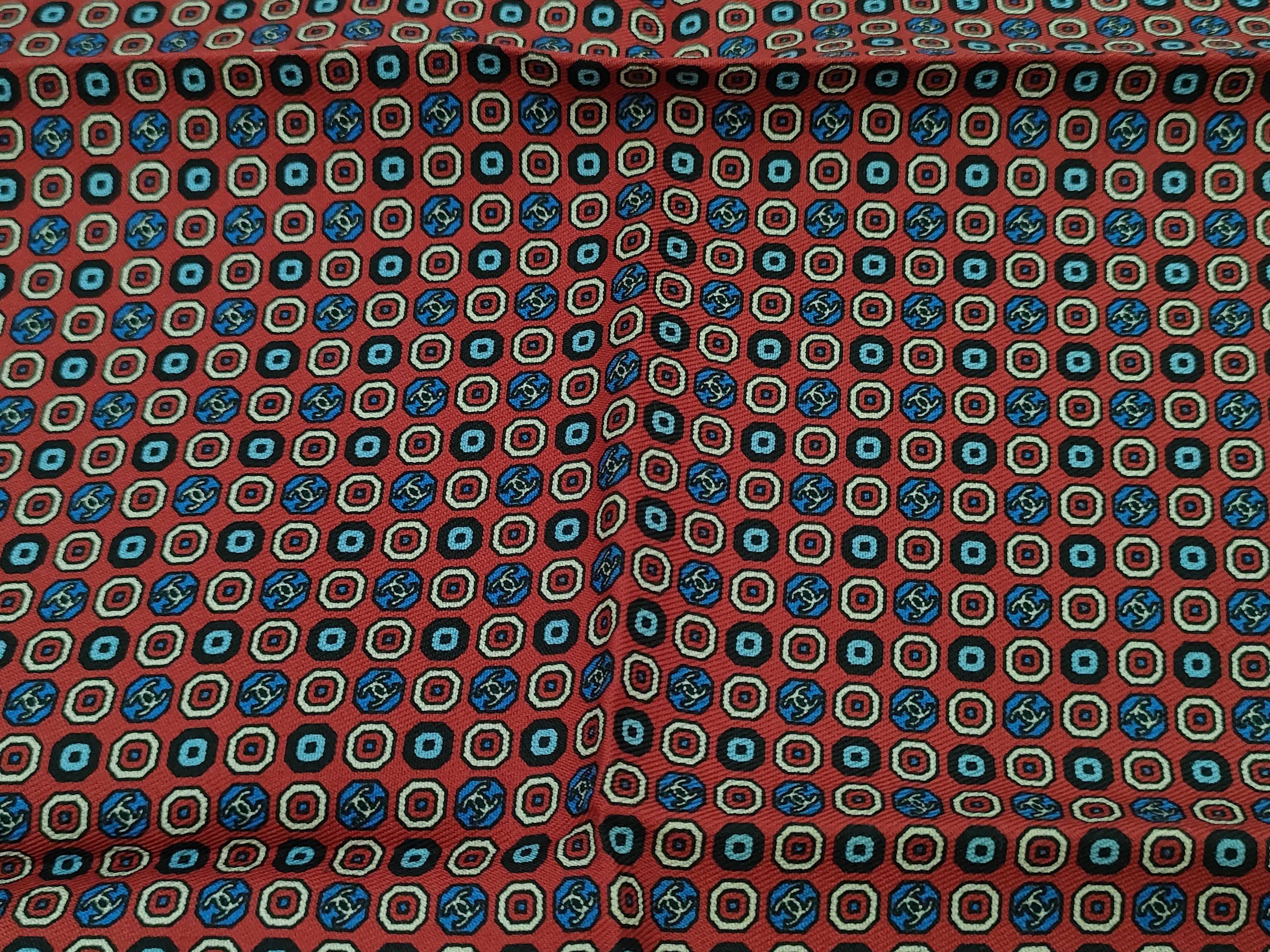 Chanel Silk Twill Pocket Square with Geometric CC Logo Pattern