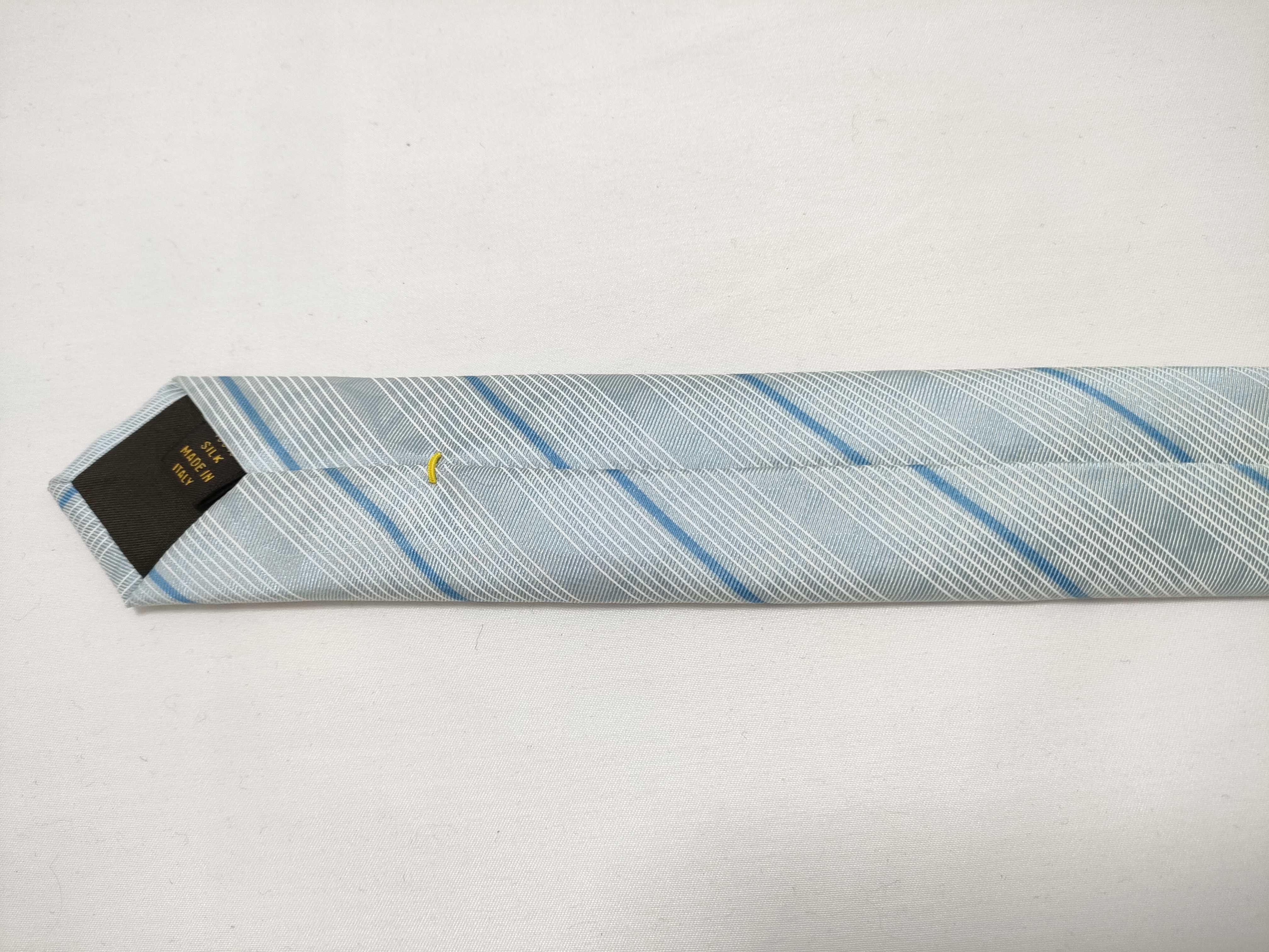 Louis Vuitton Blue and Silver Diagonal Striped Silk Men's Tie