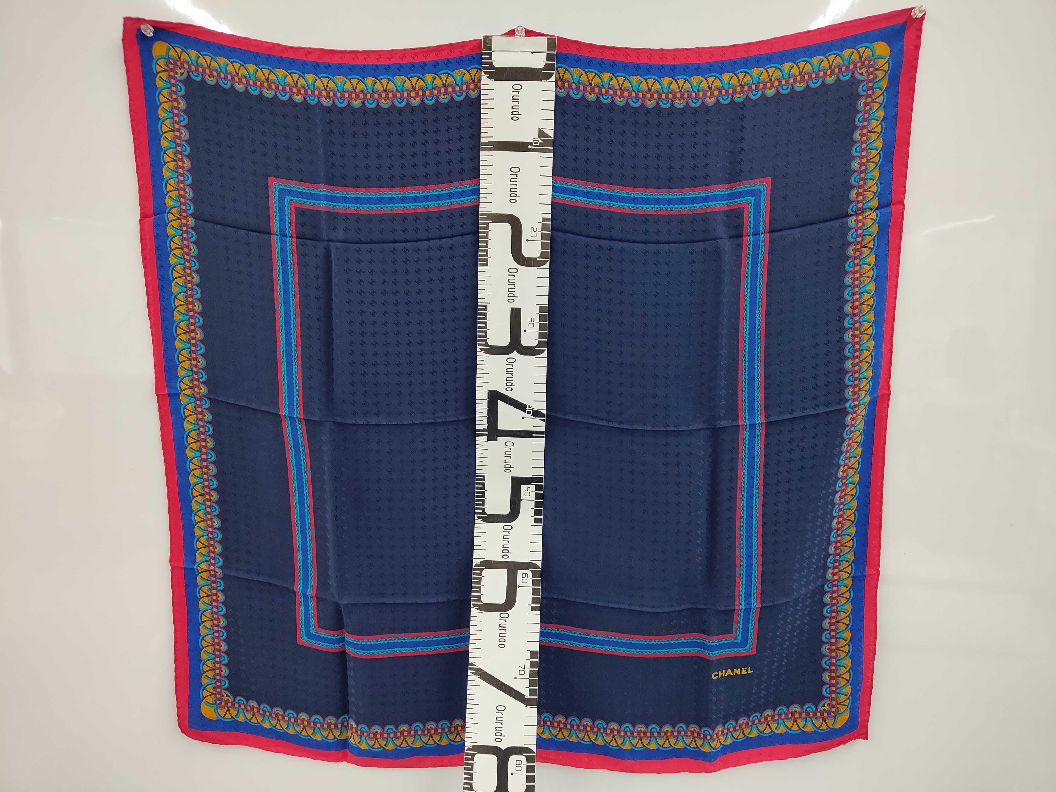 Chanel Silk Scarf with Tonal Logo Jacquard and Geometric Border
