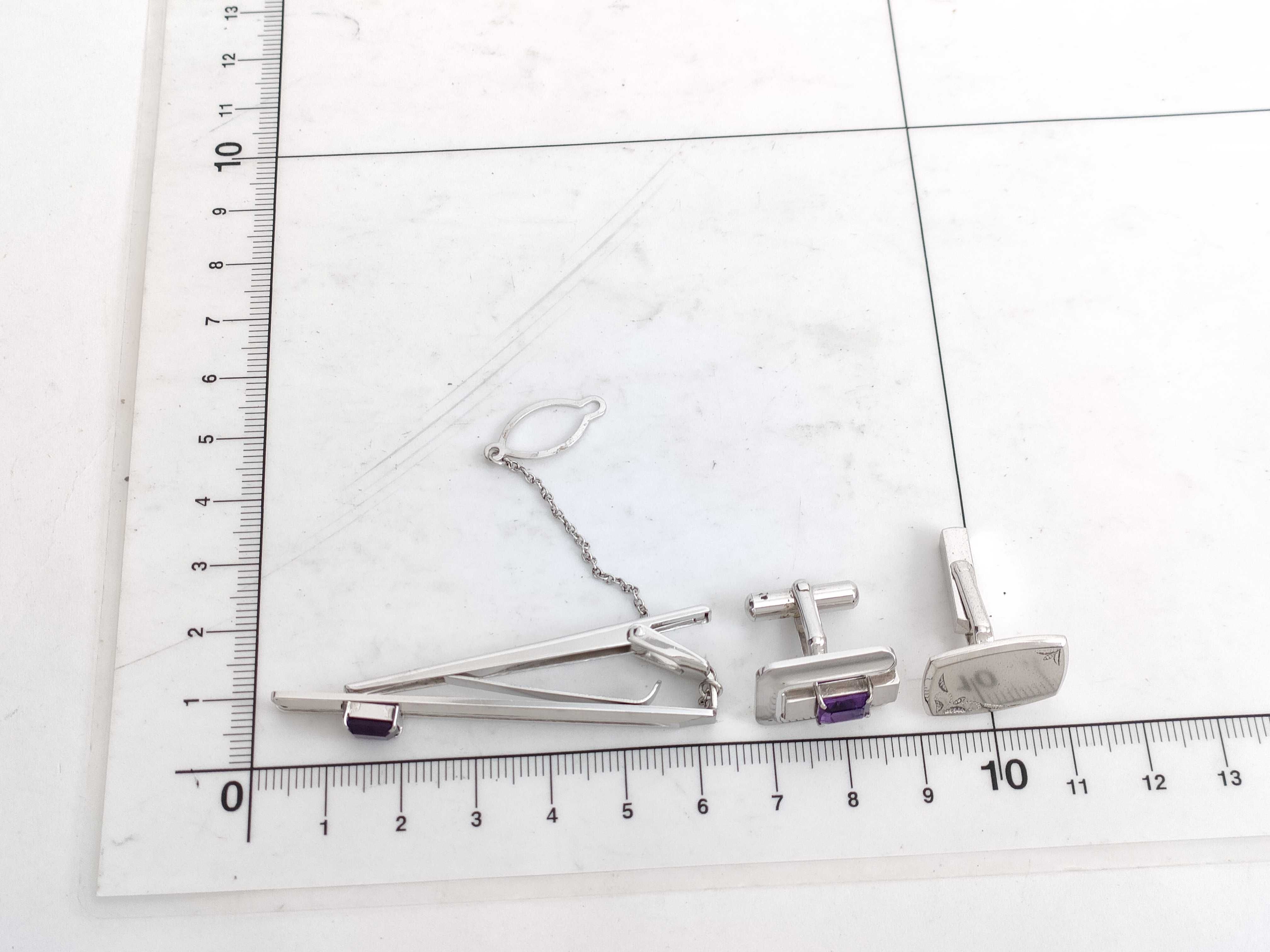 Sterling Silver Engraved Cufflinks and Tie Pins Estate Lot, Approx. 35g
