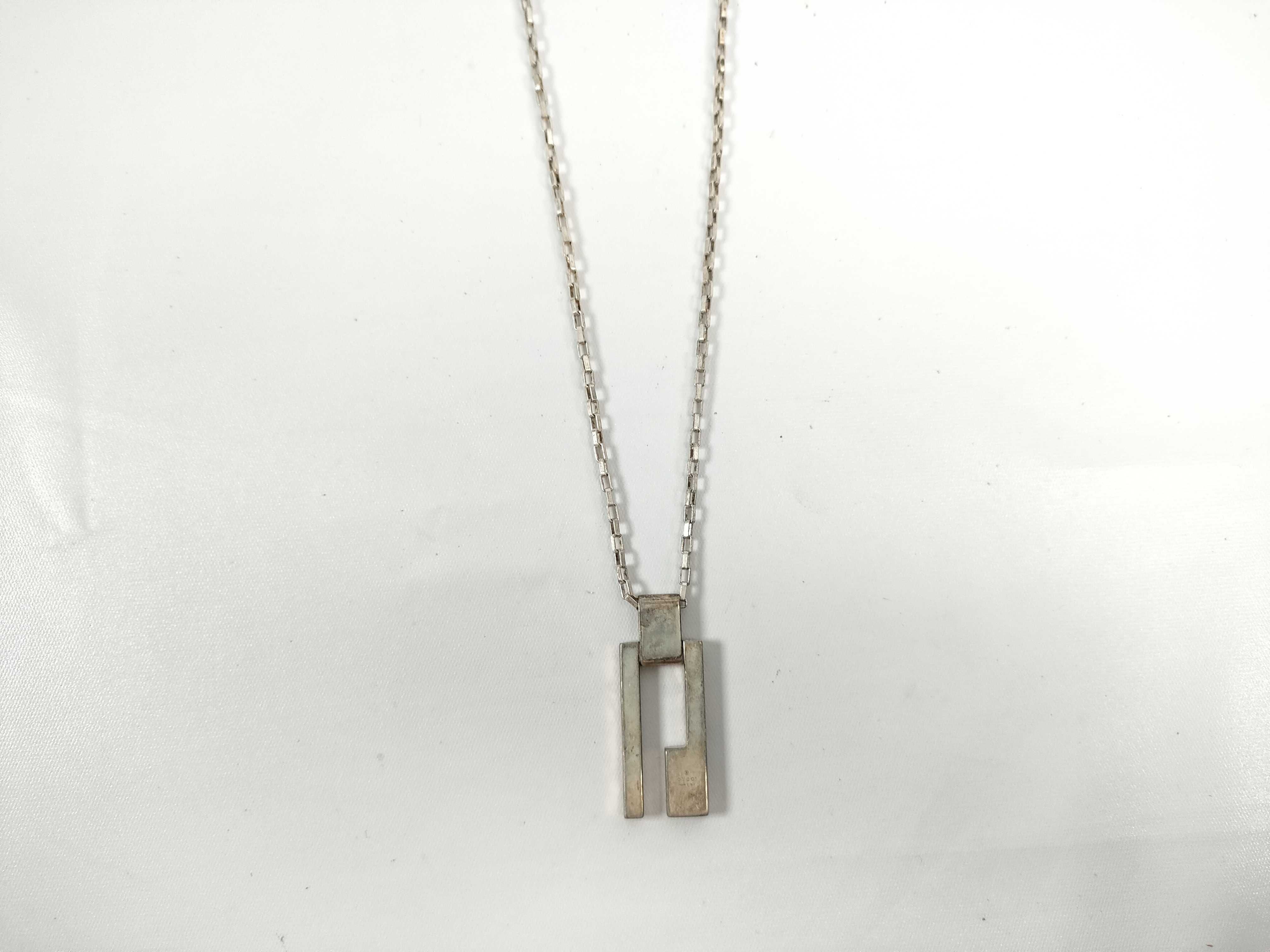 Gucci Sterling Silver Modernist G Pendant Necklace