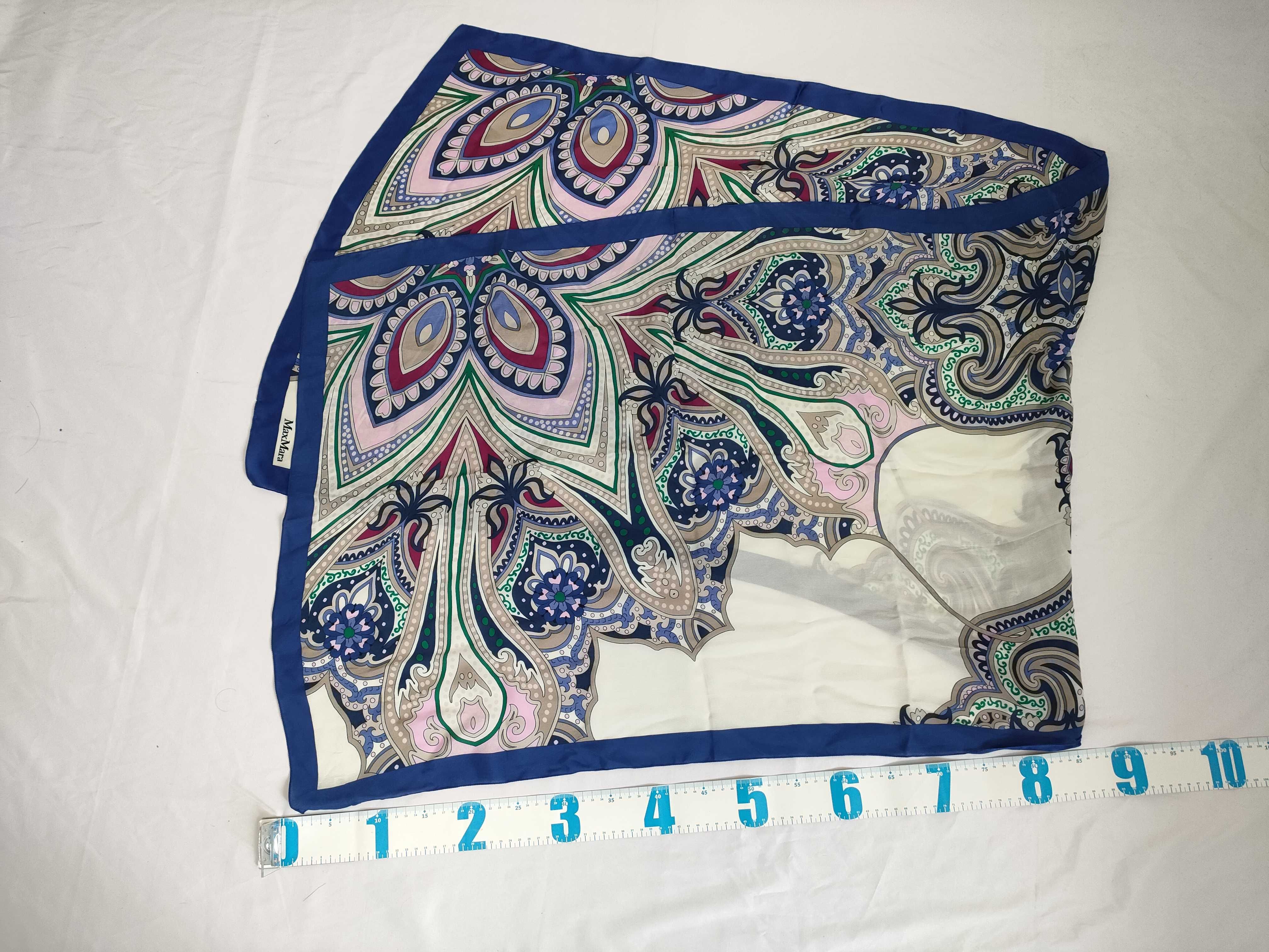 MaxMara Italian Silk Square Scarf with Paisley Motif