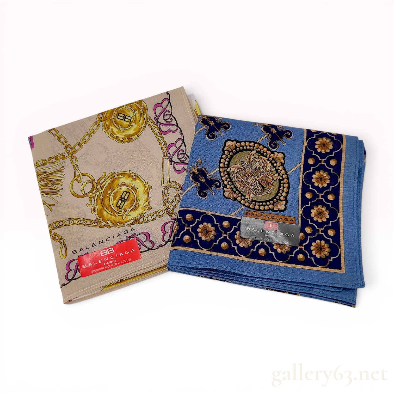 A Pair of Balenciaga Paris Cotton Handkerchiefs