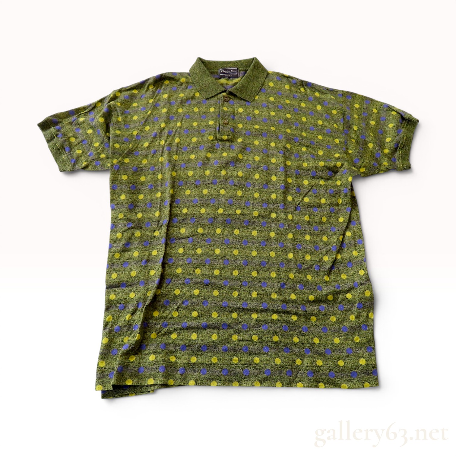Christian Dior Monsieur Sportswear Vintage Cotton-Linen Knit Polka Dot Polo Shirt
