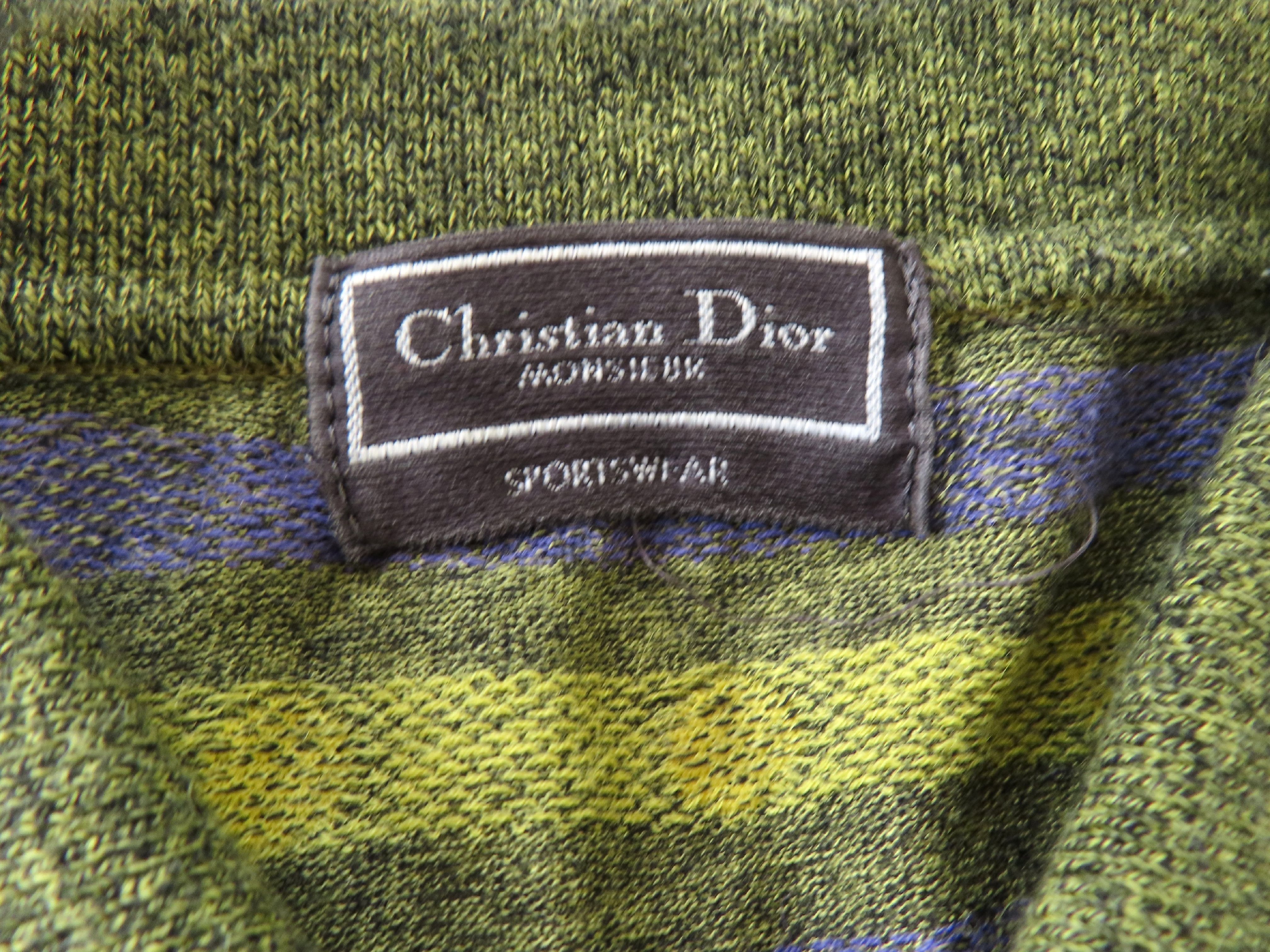 Christian Dior Monsieur Sportswear Vintage Cotton-Linen Knit Polka Dot Polo Shirt