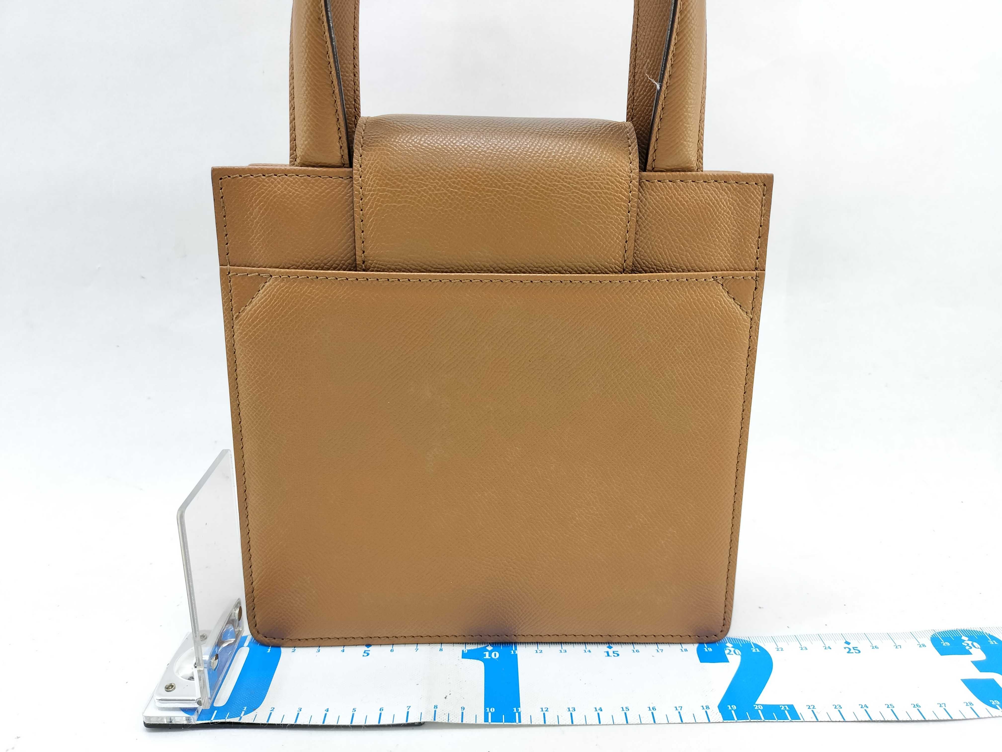 BVLGARI Grained Tan Leather Structured Top-Handle Bag