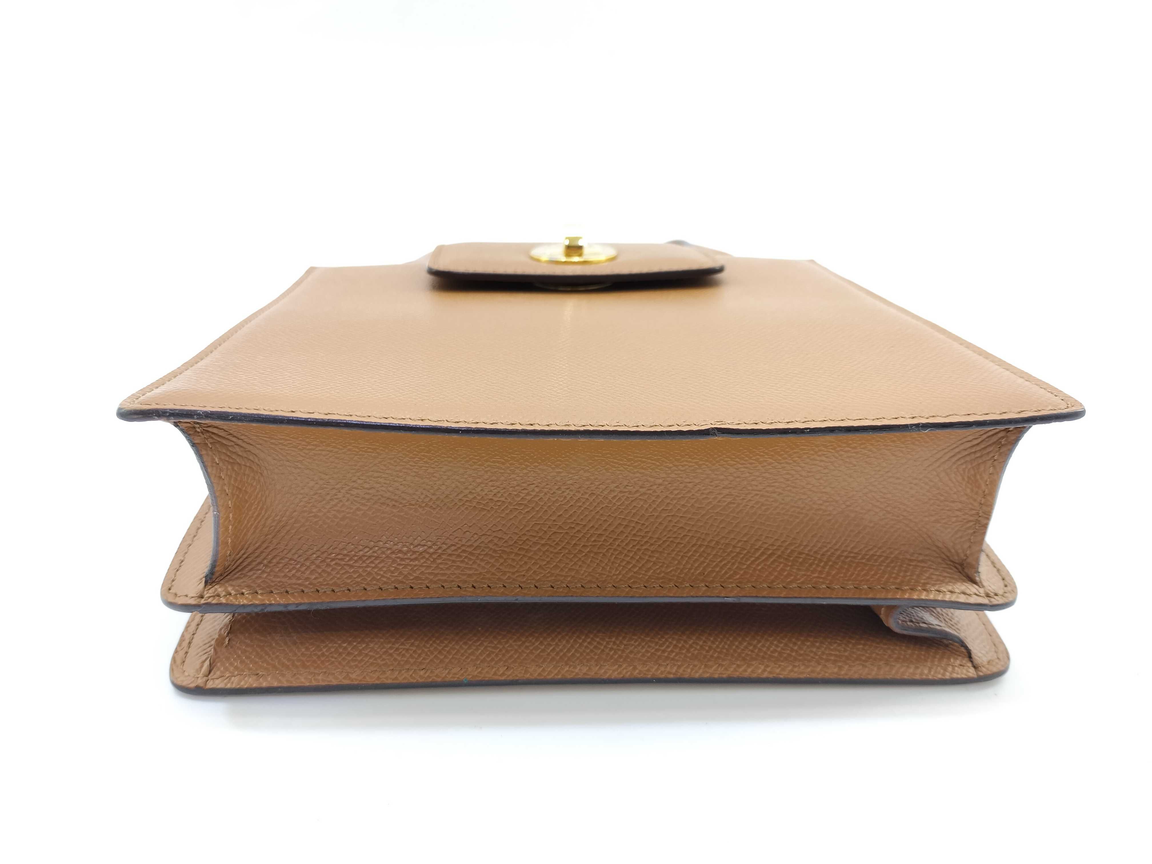 BVLGARI Grained Tan Leather Structured Top-Handle Bag