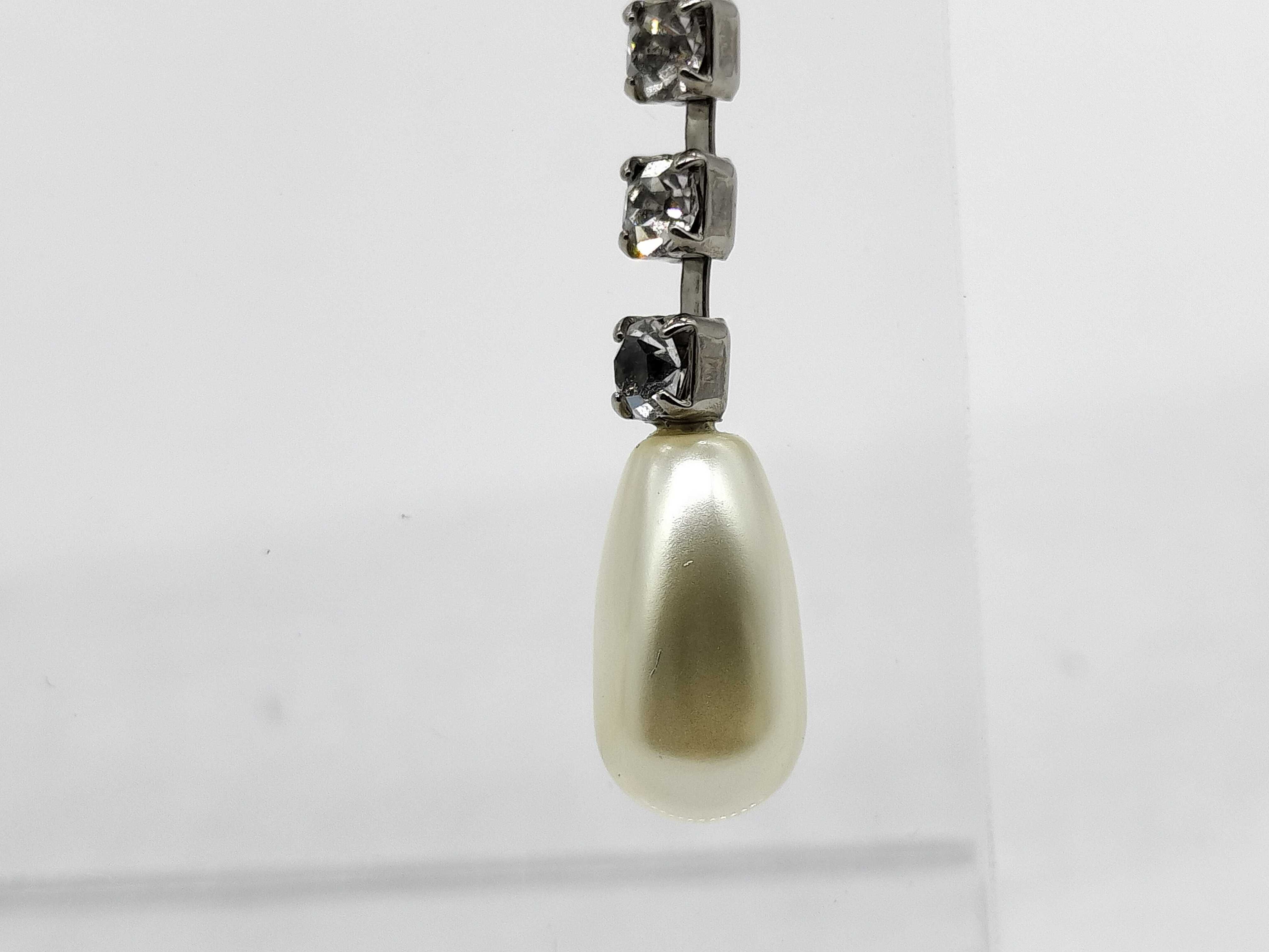 A Pair of Miu Miu Silver-Tone Pink Cabochon and Faux Pearl Drop Earrings
