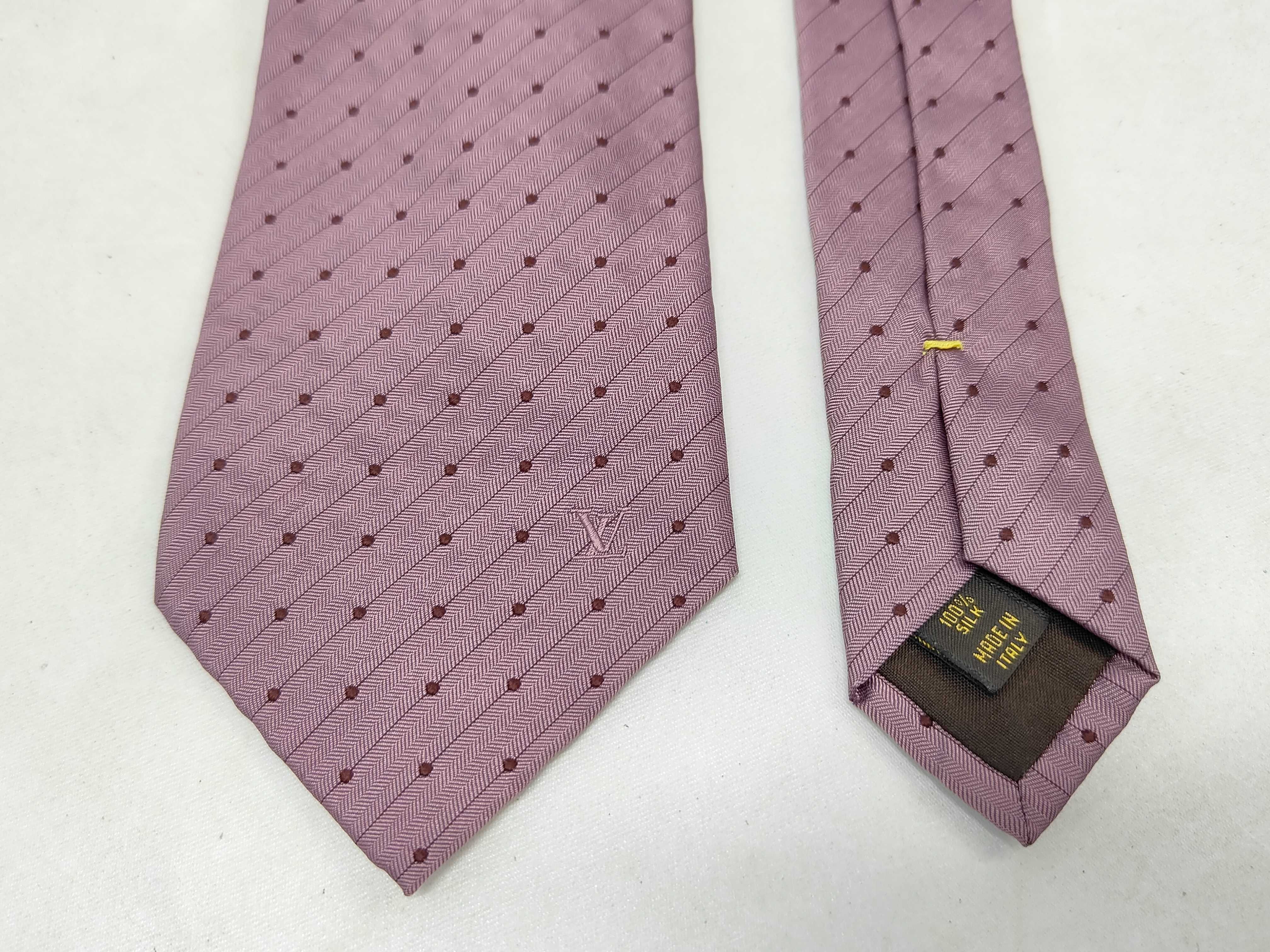 Louis Vuitton 100% Silk Herringbone Polka Dot Necktie