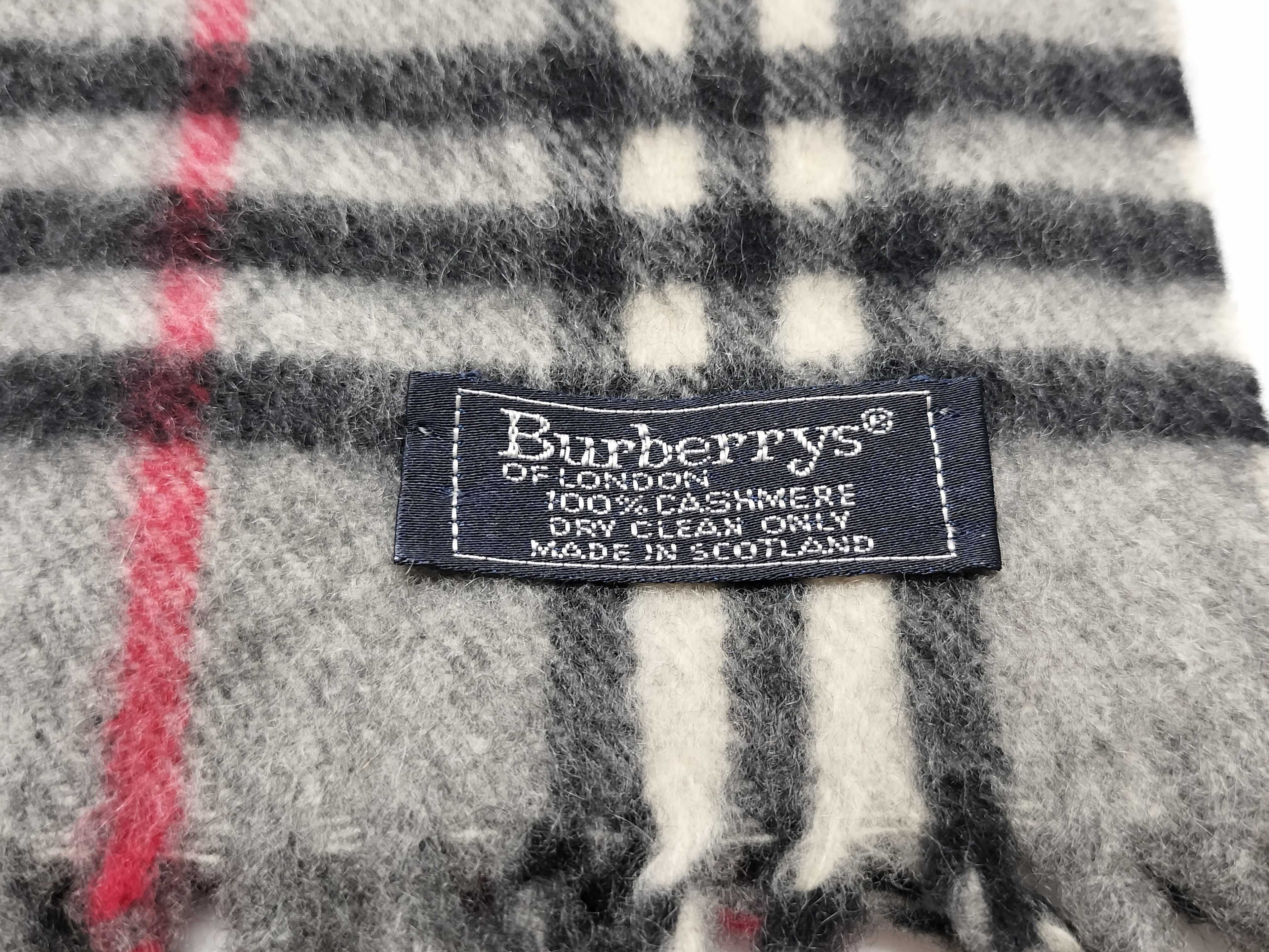 Vintage Burberrys Gray Nova Check Cashmere Scarf