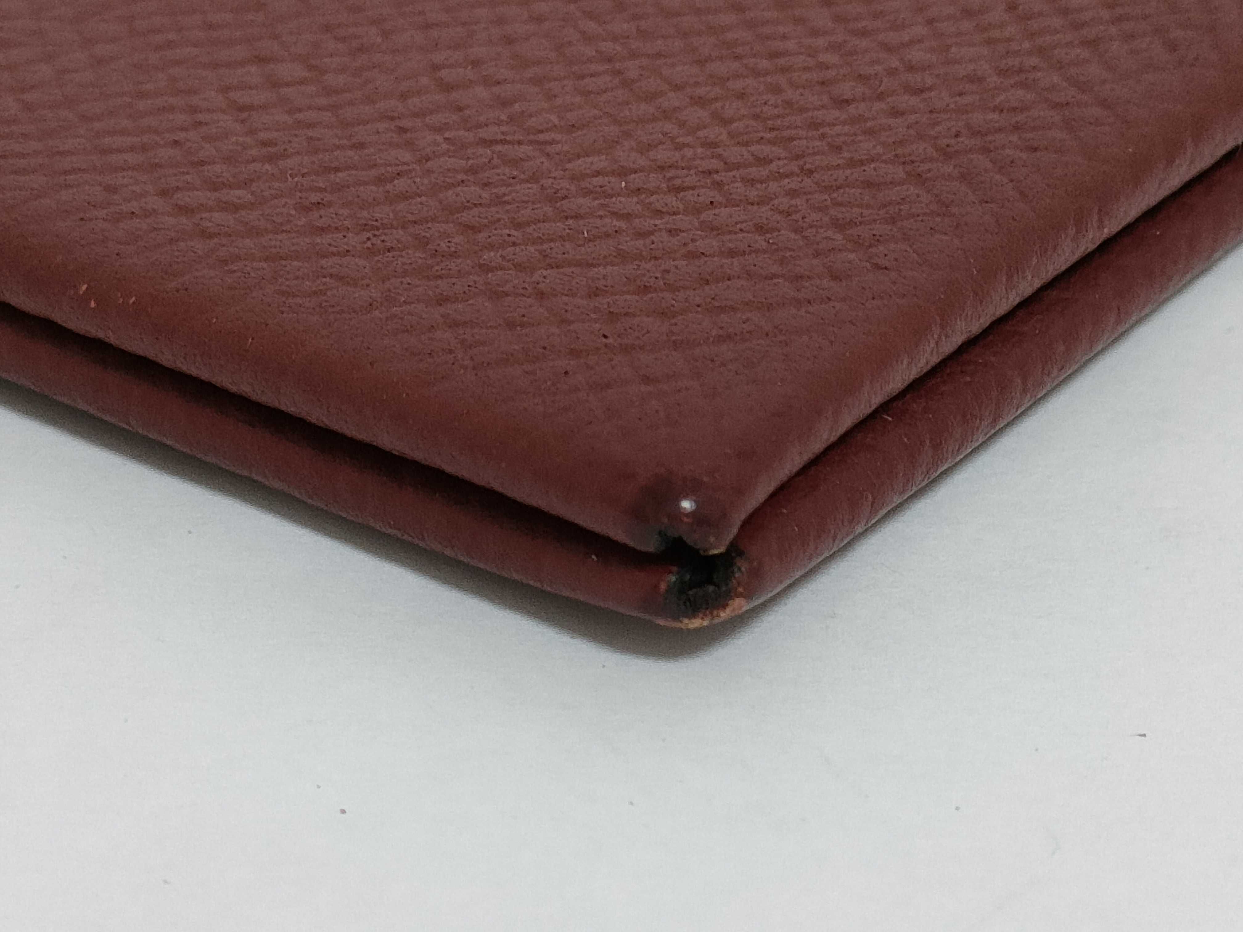 Hermes Calvi Coin Case in Brown Grained Leather with A-Engraving