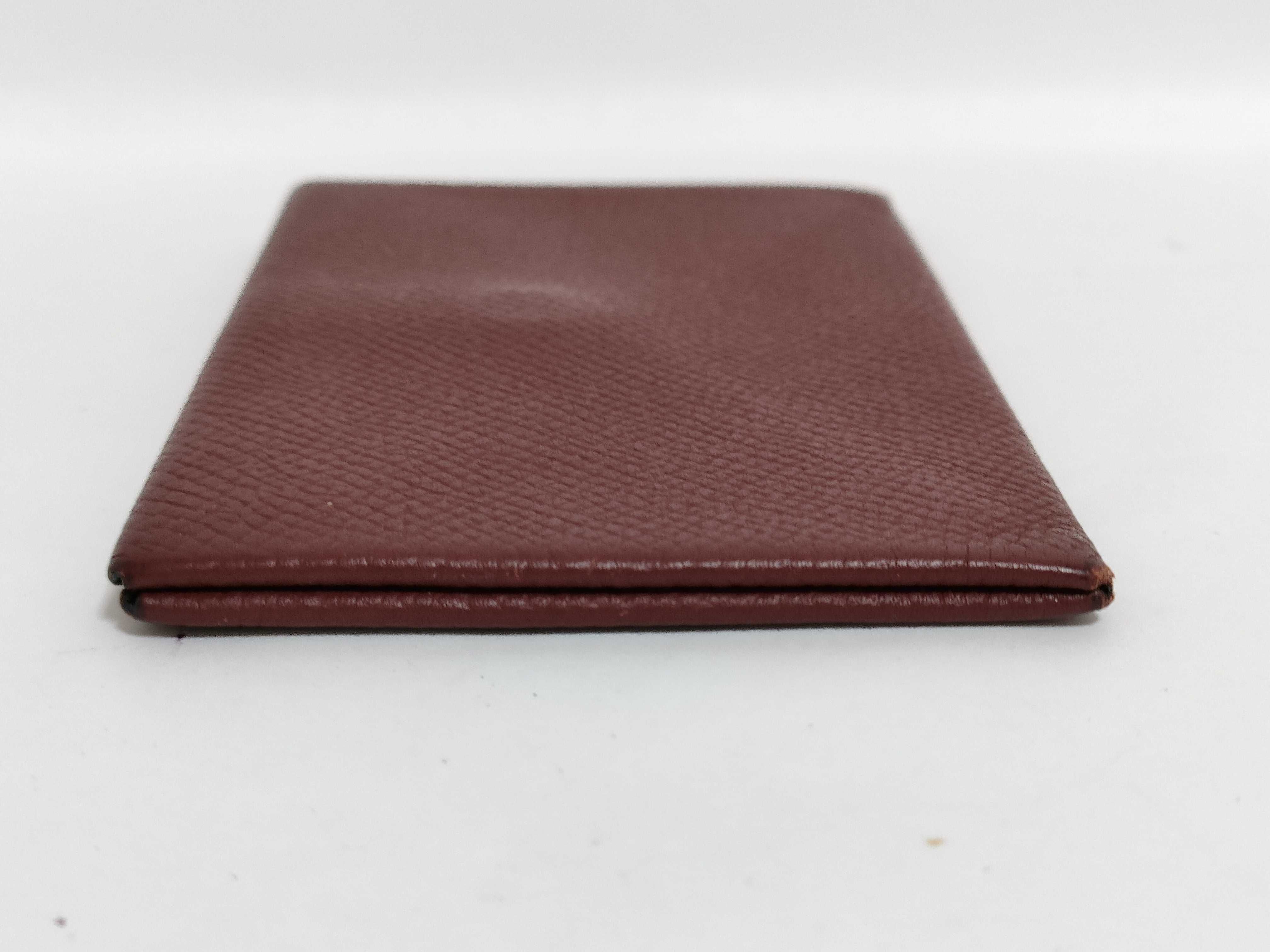 Hermes Calvi Coin Case in Brown Grained Leather with A-Engraving